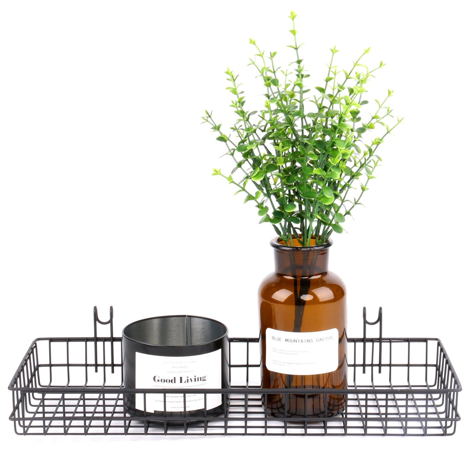 Kleanner Wire Metal Hanging Basket,Coated on Grid Panel for Dispaly Wall Decor, Wall Mount Organizer, Wire Storage Shelf Rack for Home Supplier,Black