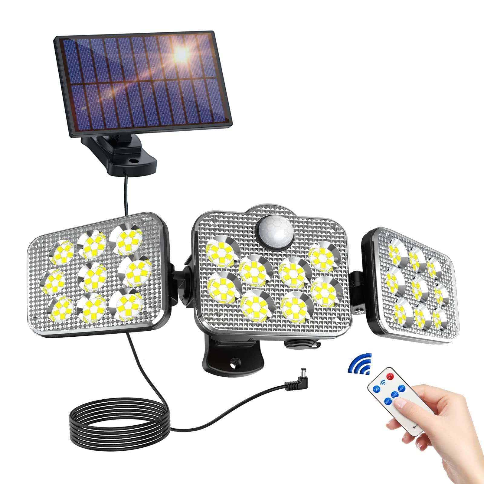 Solar Light Outdoor, 138 LED Solar Motion Light, Adjustable Solar Flood Lights Outdoor Motion Sensor with 3 Modes, IP65 Waterproof, Security Lights Motion Outdoor, Garage Wall Light (1 Pack)