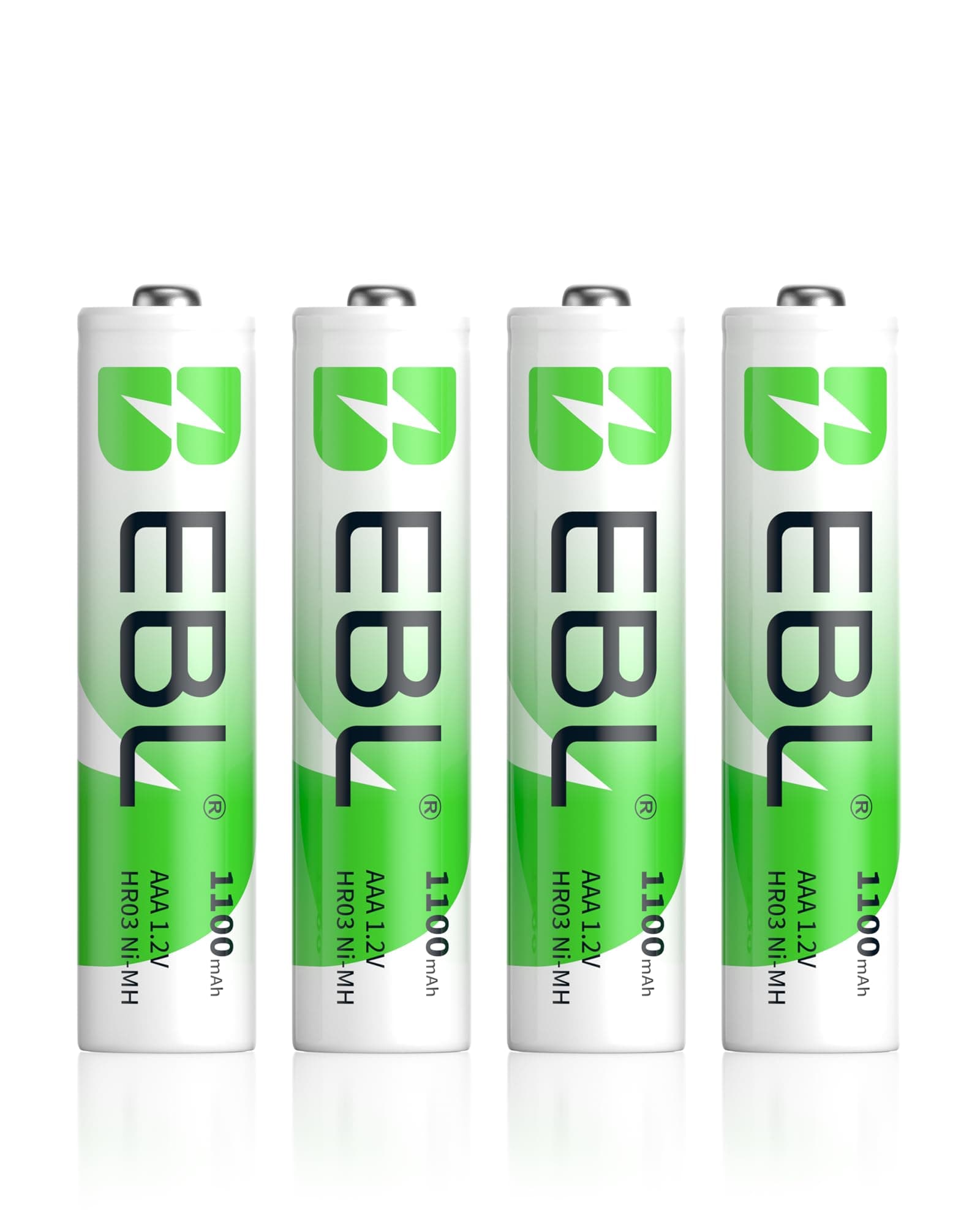 EBL EBL 1100mAh Super Capacity AAA Rechargeable Batteries, 4 Pack