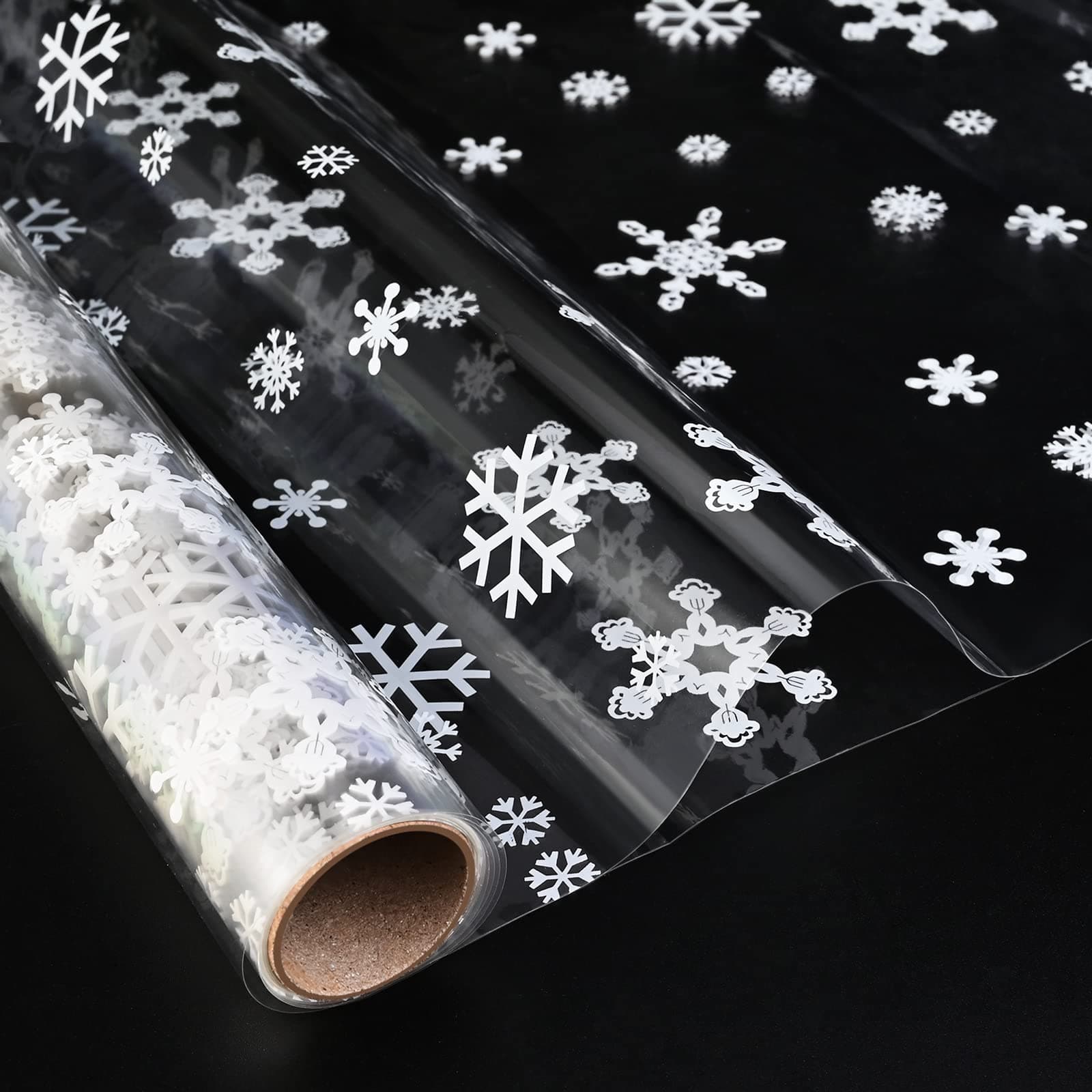 60cm*10.5m White Dot Cellophane 30 Micron Wrap Florist Clear Wrap (Snowflake) Christmas Cellophane Wrap for Gift Hampers, Packing, Flower, Food