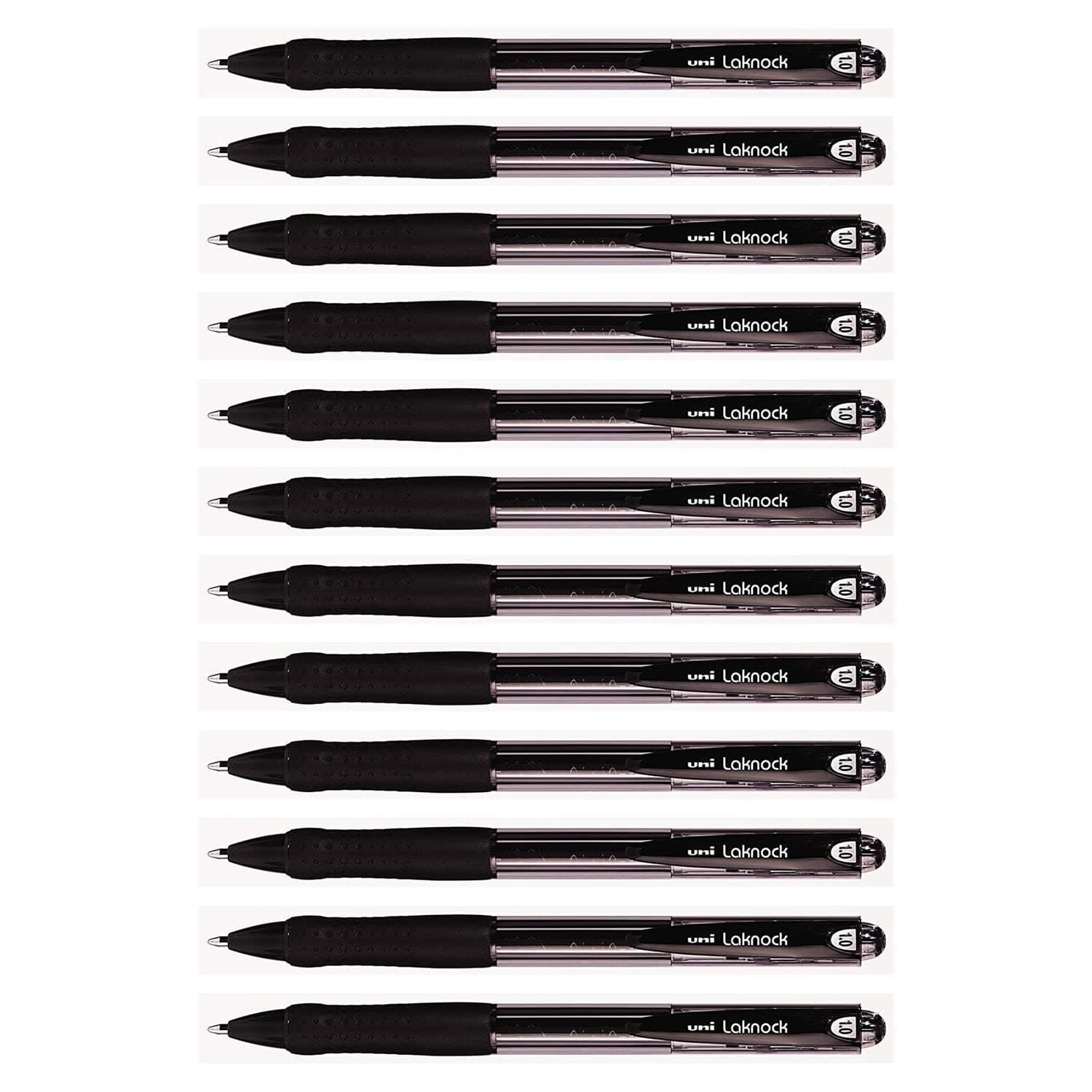 Uniball Laknock Retractable Ballpoint Pens Medium Point Refillable Set of 12 Black Ink