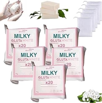 Milky Gluta White Soap 20x, Milky Gluta White Soap, Glutamilk ๐๐ก๐ข๐ญ๐๐ง๐ข๐ง๐ Soaps, Glutamilk Premium BarSoap for Face & Body, Deep Cleanse, Exfoliate & Hydrated (5PCS)