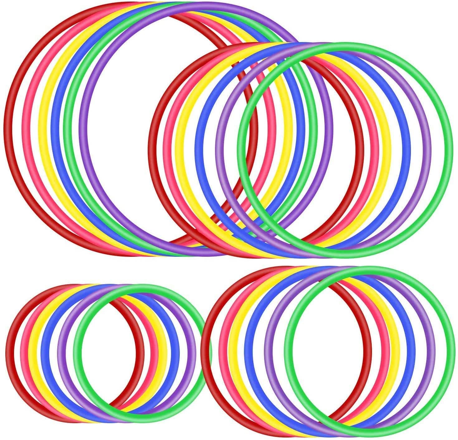 OOTSR 24pcs Plastic Toss Rings Set for Ring Toss Game, Indoor Outdoor Speed and Agility Training Games, Party Favor Games, Carnival, Garden, Backyard, Game Booth (4 sizes, 6 colors)