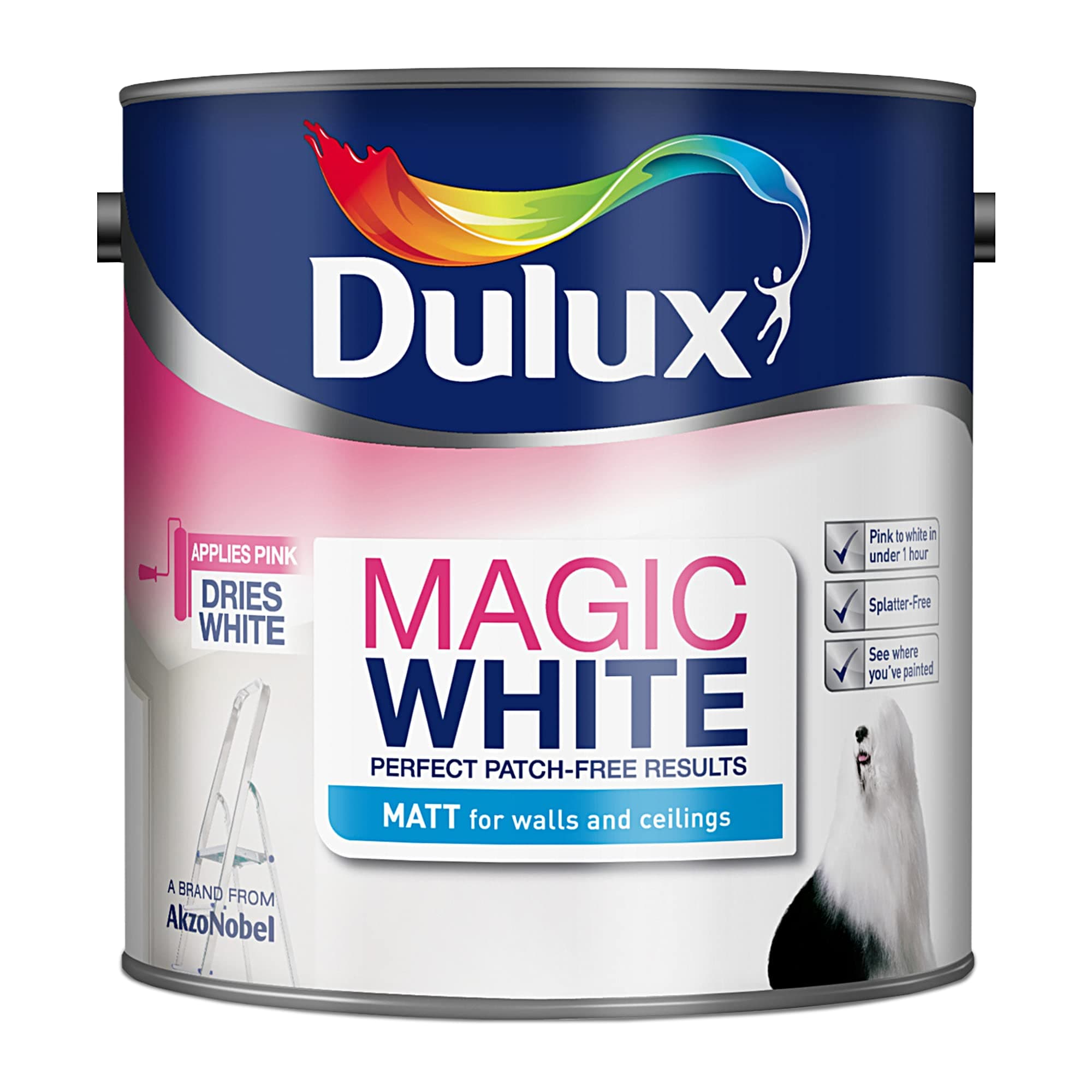 Dulux Magic White Matt Emulsion Paint - Pure Brilliant White - 2.5 Litre, 5275002