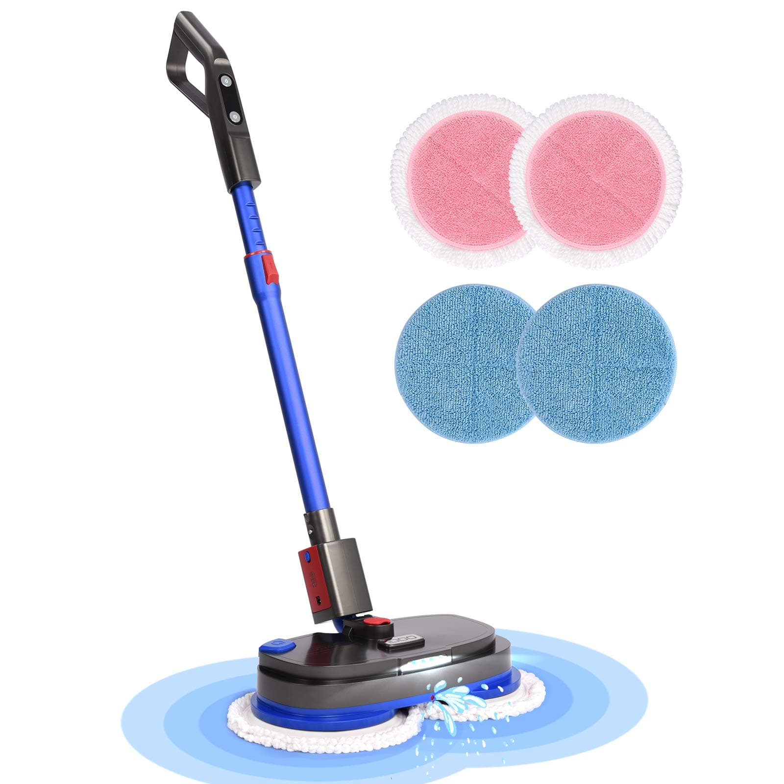 Cordless Electric Spin Mop, Spray Mops for Floor Cleaning with Built-in 300ml Water Tank, Polisher with Led Headlight and Sprayer, Scrubber for Hardwood Tile Floor, Powerful Cleaner and Waxing