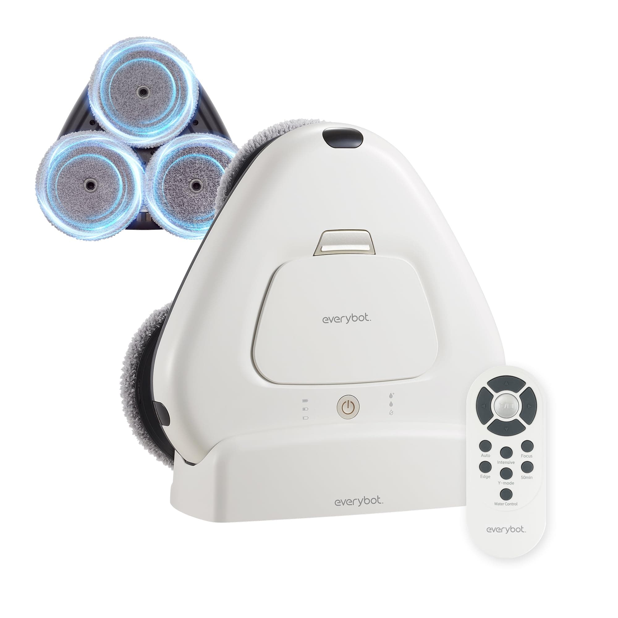 Three-Spin Robot Mop for Hard Floors - Ultra-Quiet 43dB, Powerful Three Mops Wiping, Long Battery & Large Water Tank, Remote Control, Global Design Award Winner