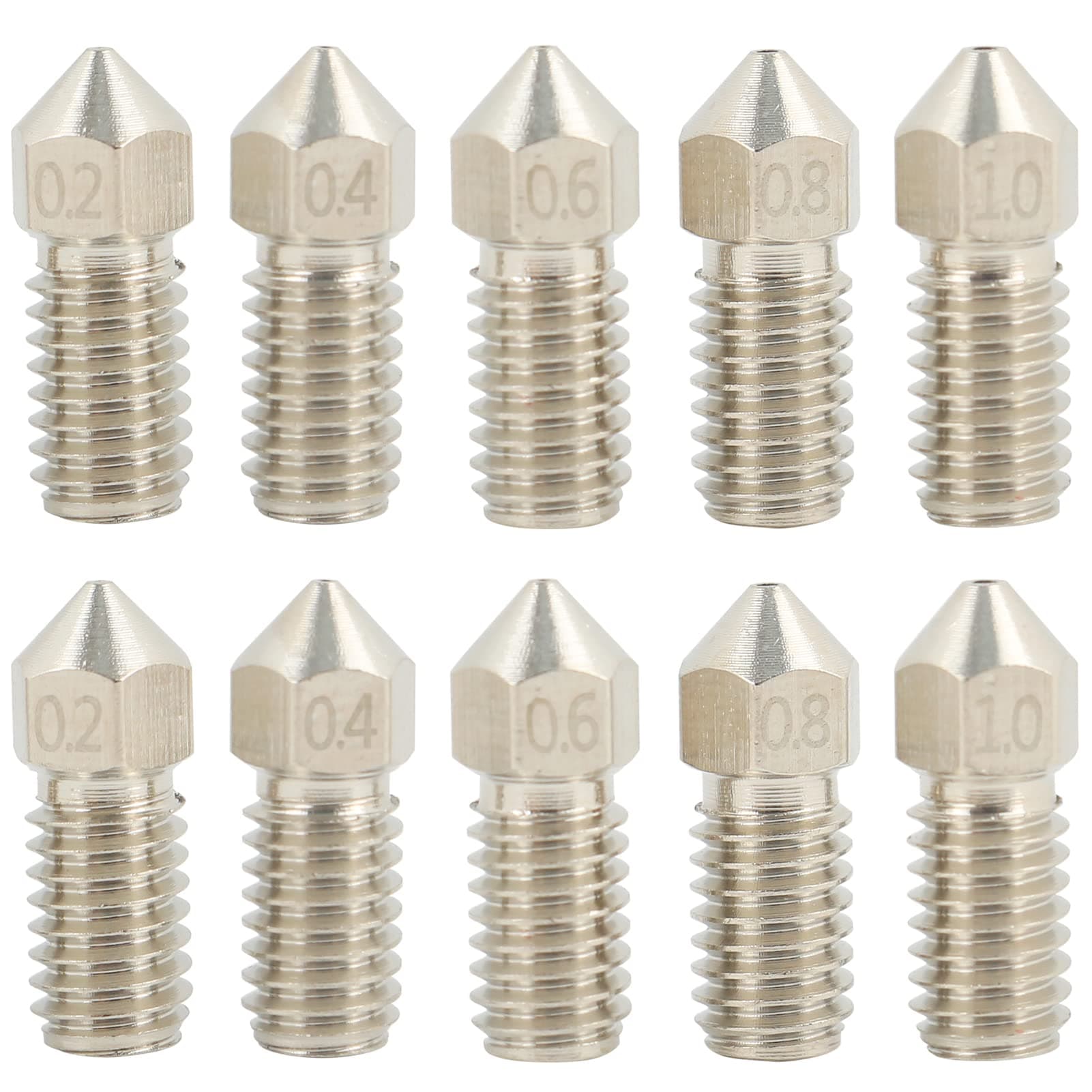 ENOMAKER3D Printer Copper Alloy Nozzle for Ankermaker Upgrade High Temperature High Thermal Conductivity Extruder Tips 0.2 0.4 0.6 0.8 1.0mm Variety Pack(10 pcs)
