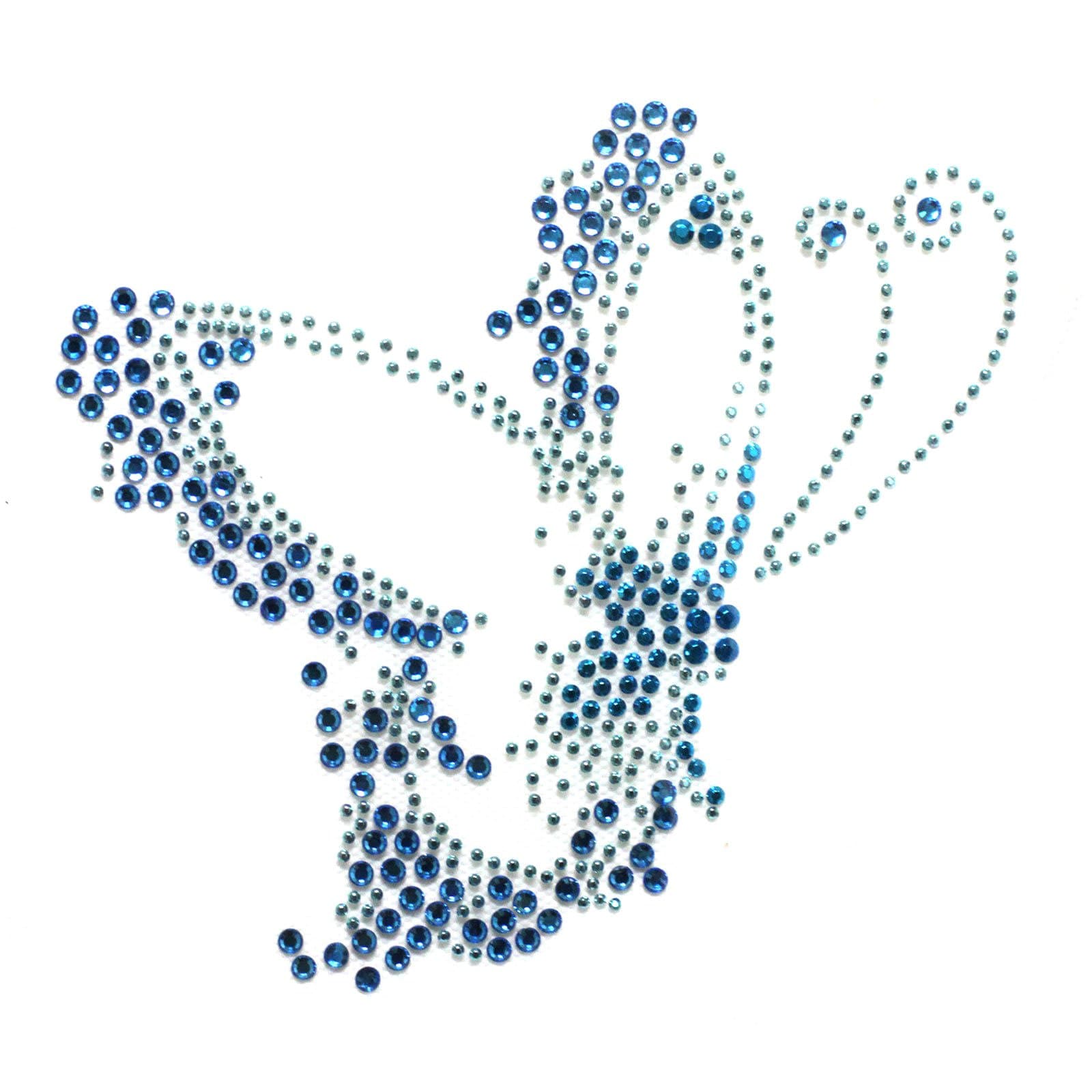 Rhinestone Iron on Transfer Hot Fix Blue Butterfly 3 Sheets 5.6*5.5 Inch