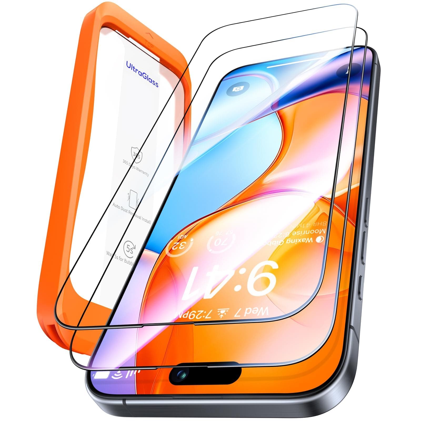 UltraGlass Unbreak Top 9H+ Glass for iPhone 16 Pro Screen Protector 6.3" (12FT Military Grade Shatterproof) Screen Protector 16 Pro Tempered Glass (Longest Durable) Full Coverage 16Pro, 2 Pack