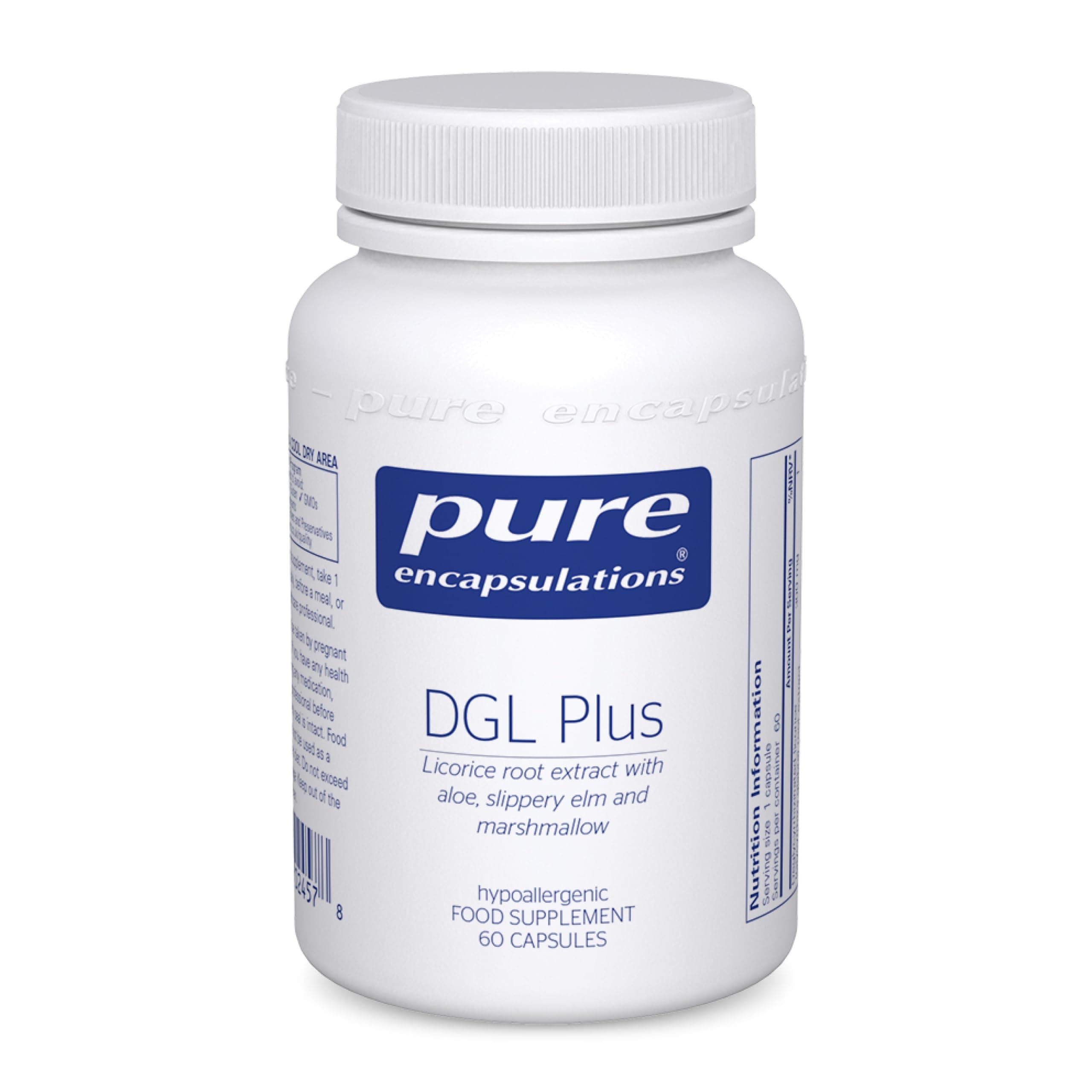 Pure Encapsulations DGL Plus - Licorice Root Extract with Aloe, Slippery Elm & Marshmallow Supplement, 60 Capsules