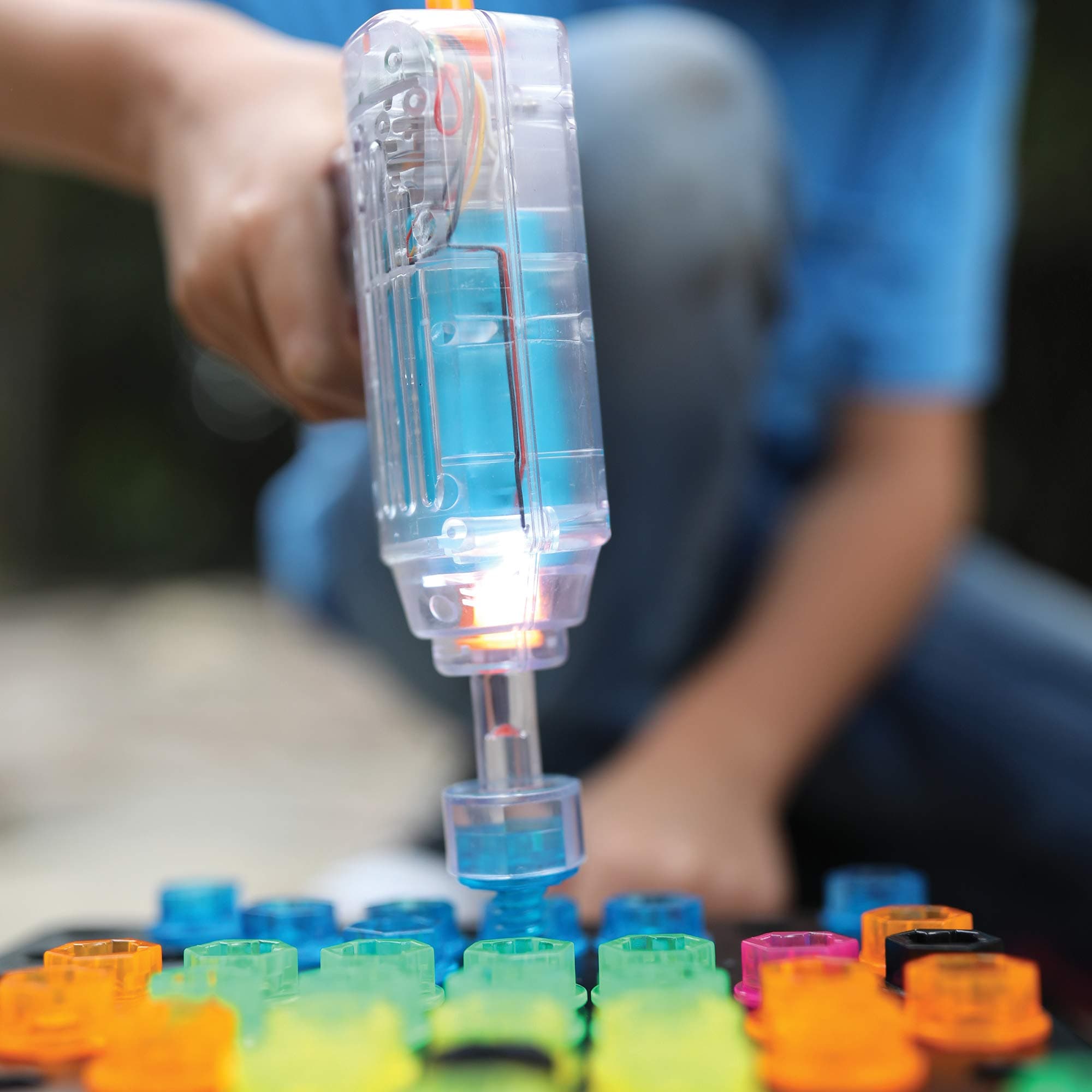 Educational Insights Design & Drill BrightWorks - Light-Up Kids Tool Set with Real Electric Drill Toy, Construction Toys & Toddler Tools, Take Apart STEM Set, Building Kits for Ages 3+