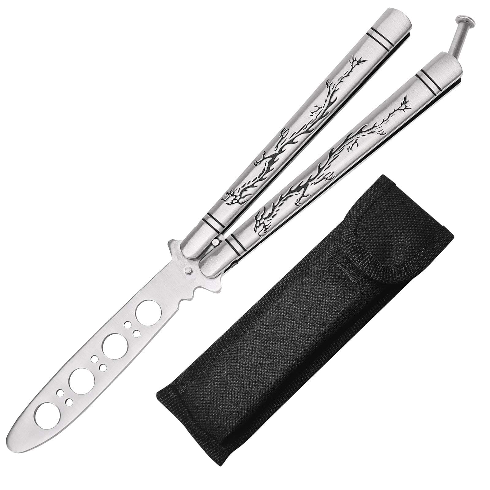 Practice Finger Strength Knife, Black Dragon Blunt Dull for Training and Practice, Strong and Durable Full Stainless Steel for CSGO Training