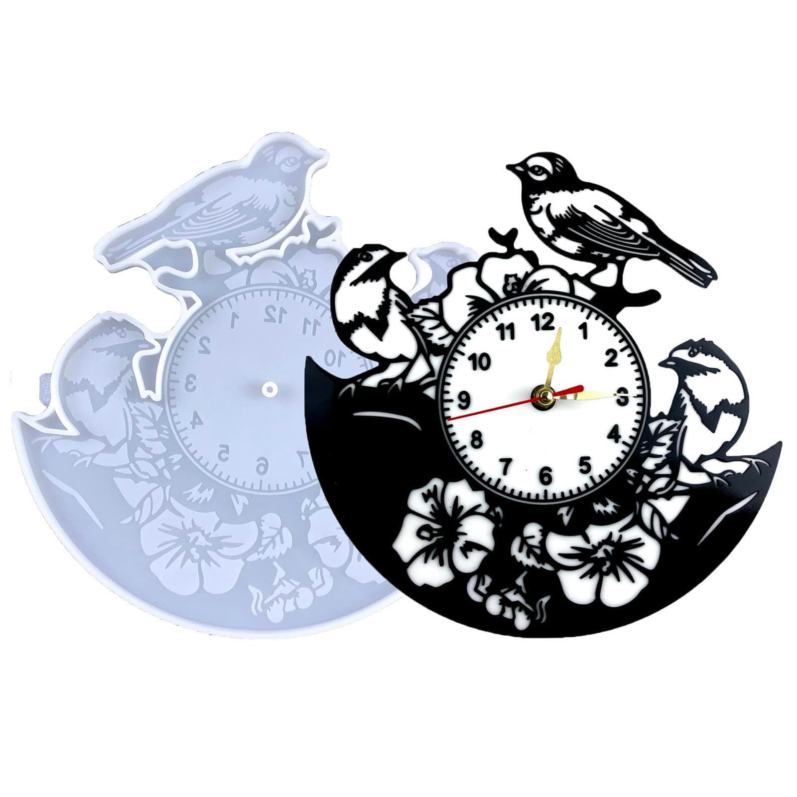 Resin Clock Mold Bird DIY Silicone Mold Wall Clock Kit Home Decorations for Livingroom Restroom Gift