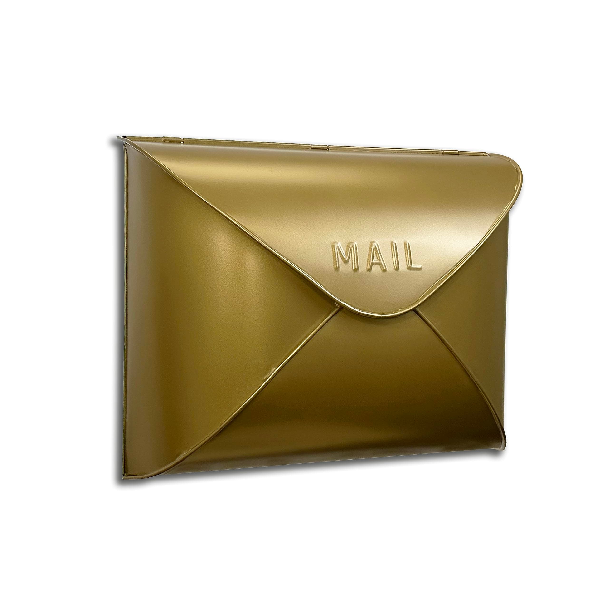 NACH Exterior Wall Mount Mailbox, 12.5 x 5 x 10 Inches, Antique Brass Wall Mailbox and Exterior Waterproof Mailbox - Envelope Mailbox