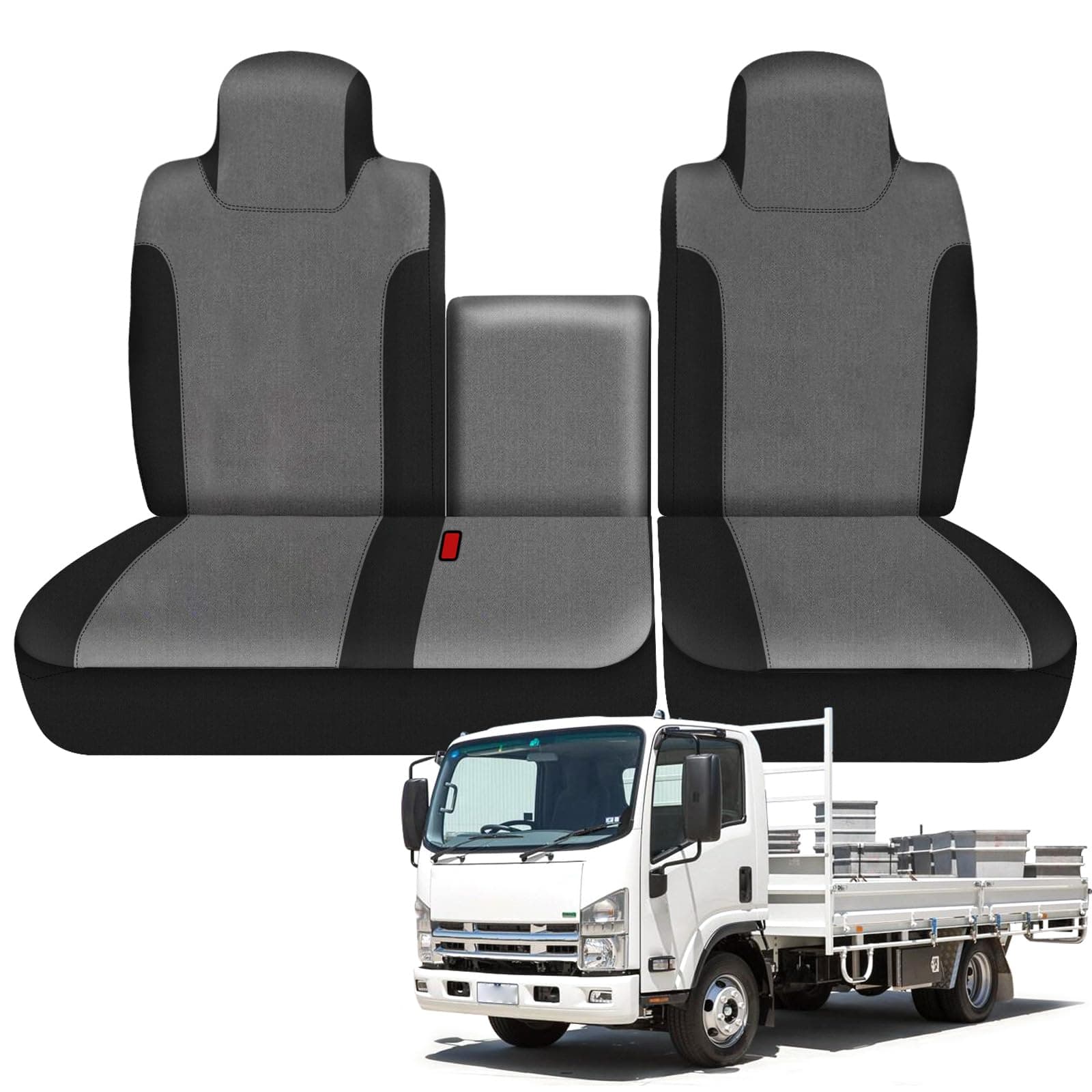 Custom-Fit Front Seat Cover Replace for 2006-2025 Isuzu NPR 40/60 Split Bench, Front Knitted Fabric with Back Soft Foam Lining Airmesh Breathable Seat Cover