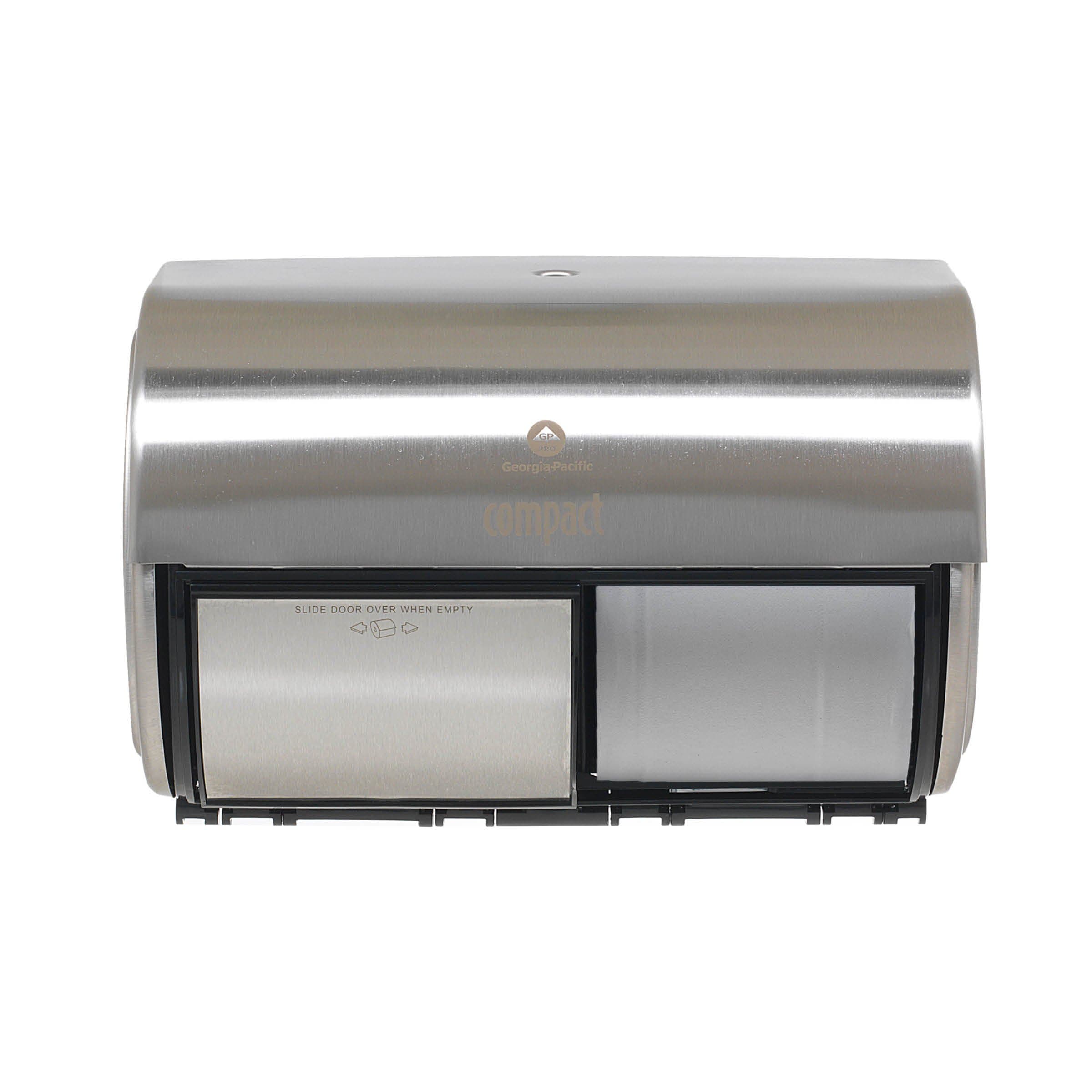 Georgia-Pacific Compact 2-Roll Side-by-Side Coreless High-Capacity Toilet Paper Dispenser by GP PRO (), Stainless, 56798, 10.120” W x 6.750” D x 7.120” H, Stainless Steel