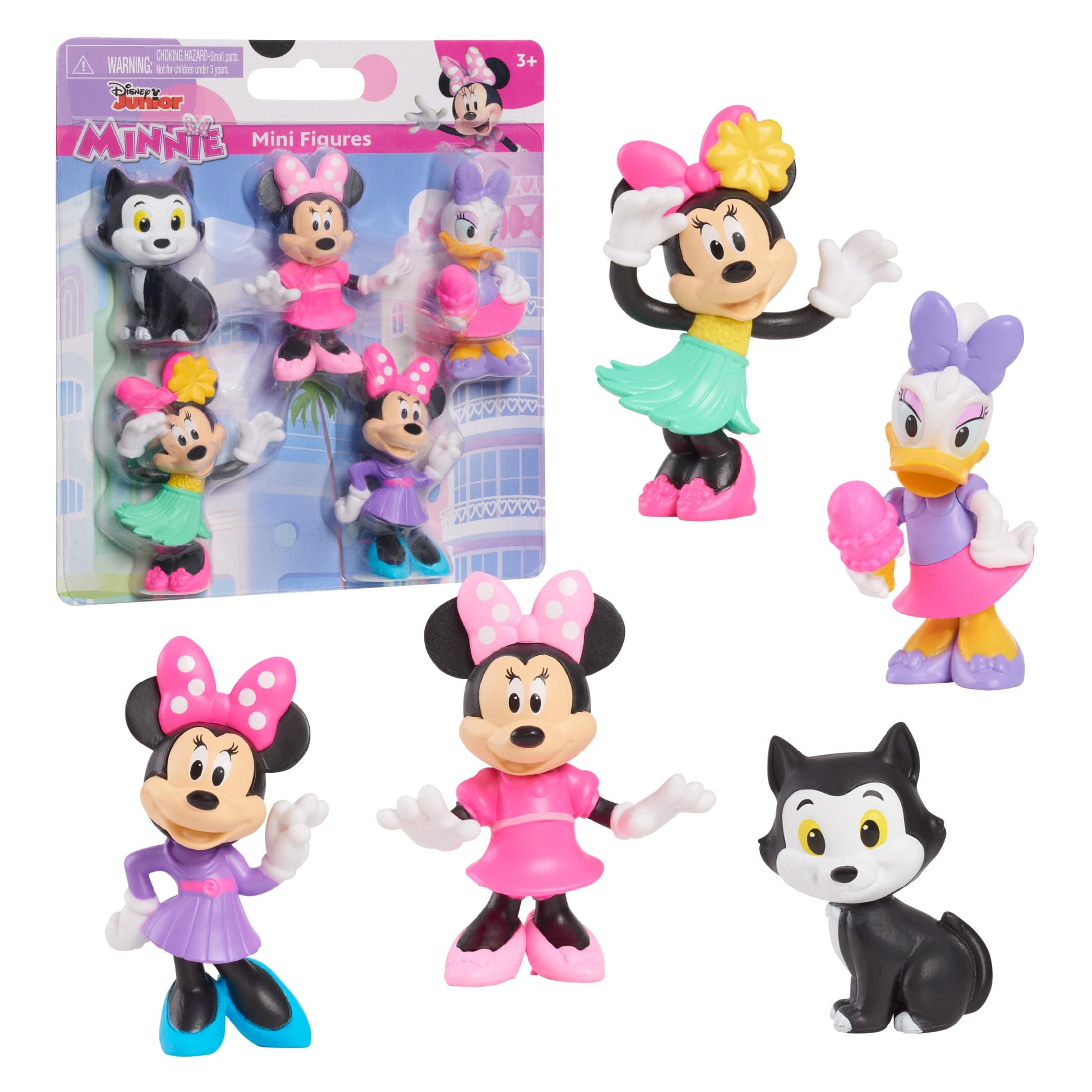 Just Play Disney Junior Minnie Mouse Mini Figures Pack of 5, 4.3-6.9 cm Collectible Figures, Kids Toys from 3 Years
