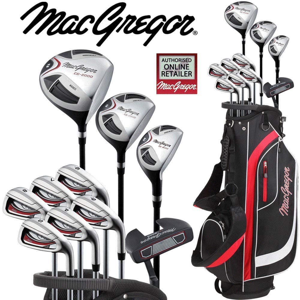 MACGREGOR CG2000 HIGH LAUNCH MENS COMPLETE GOLF SET STEEL SHAFTED IRONS +DELUXE CART BAG, FREE UMBRELLA WORTH £24.99