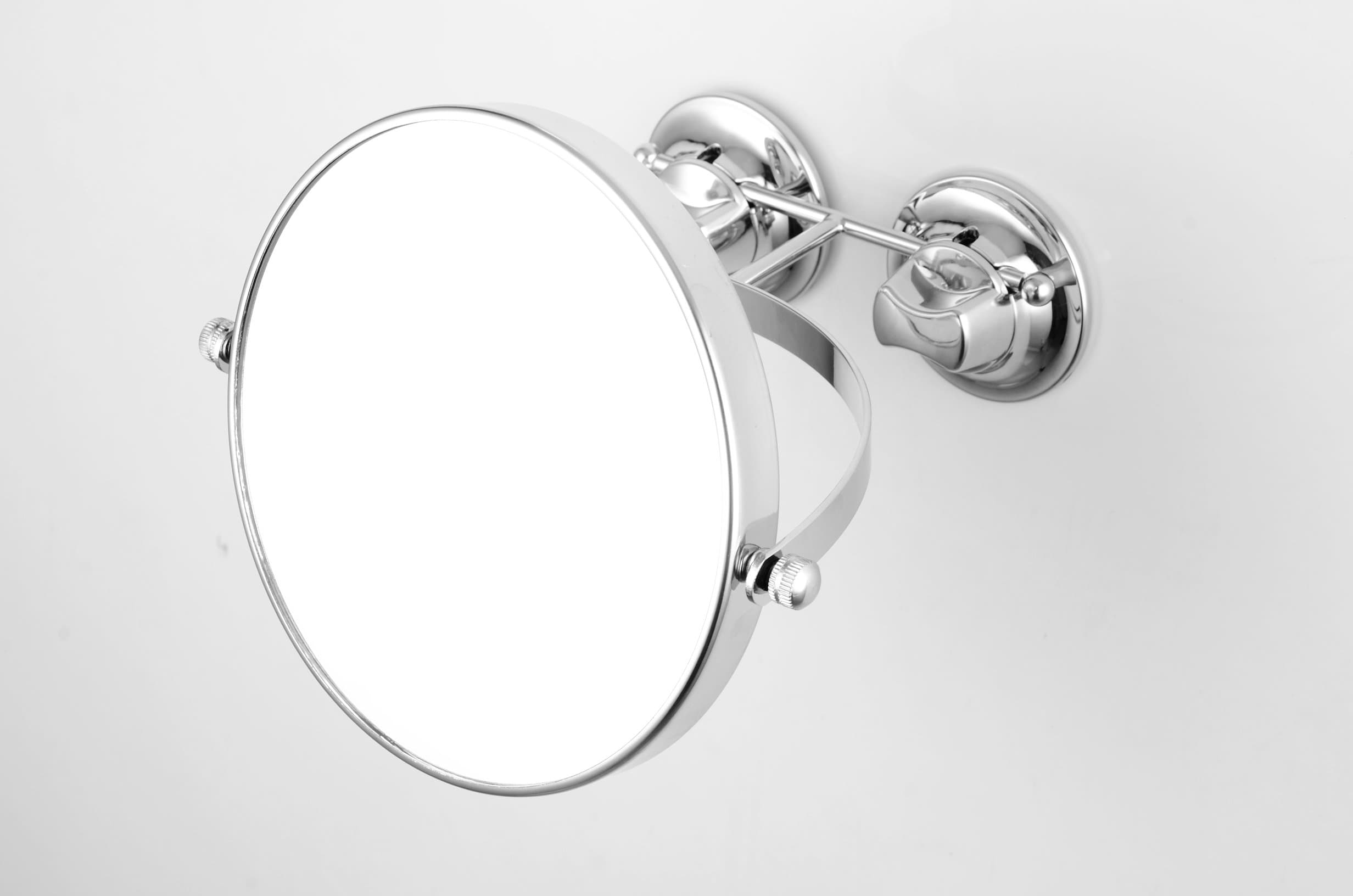 Jesskit Wall-Mounted Mirrors Double Sided 1X/3X Magnifying 360 Degree Swivel Rotation and Locking Suction Personal Bathroom Shaving Mirror (Chrome) 6 Inch