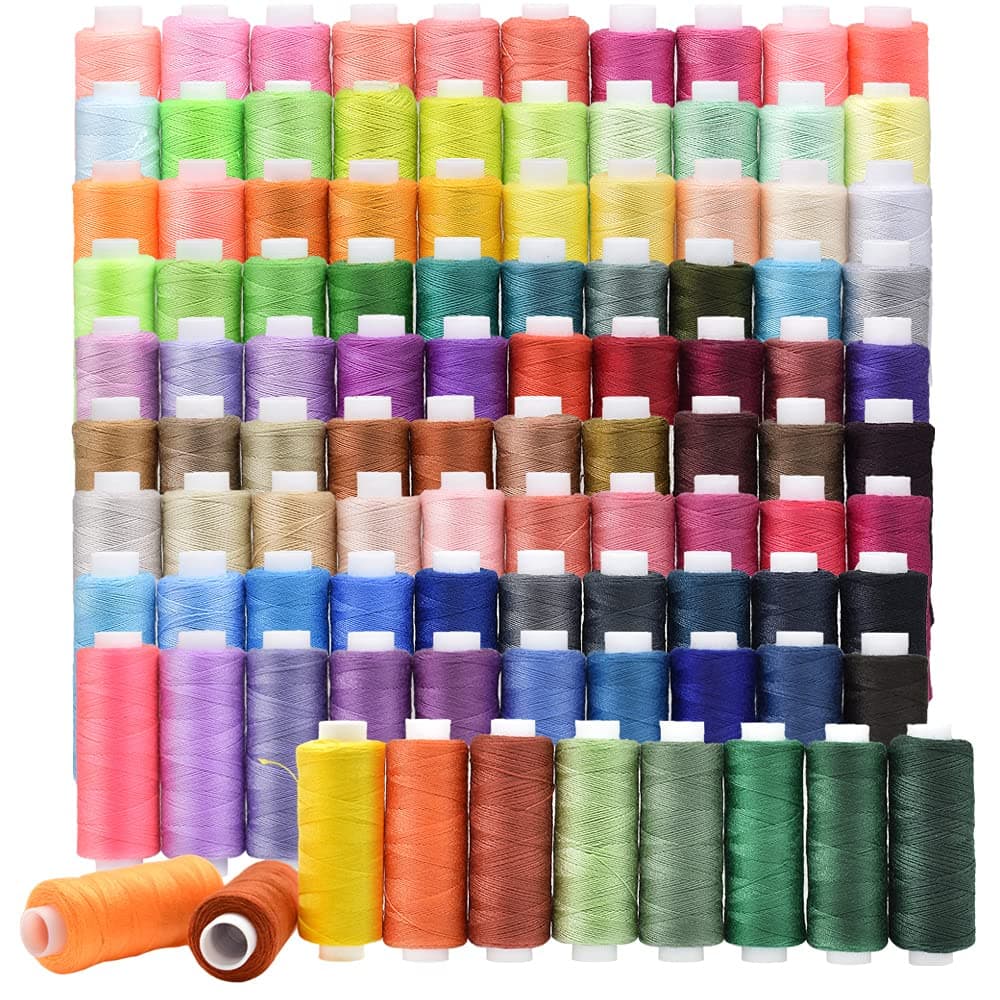 100 Color All Purpose Sewing Thread Polyester 250 Yards Per Spools for Hand Stitching, Embroidery, Machine, Quilting and Crafts