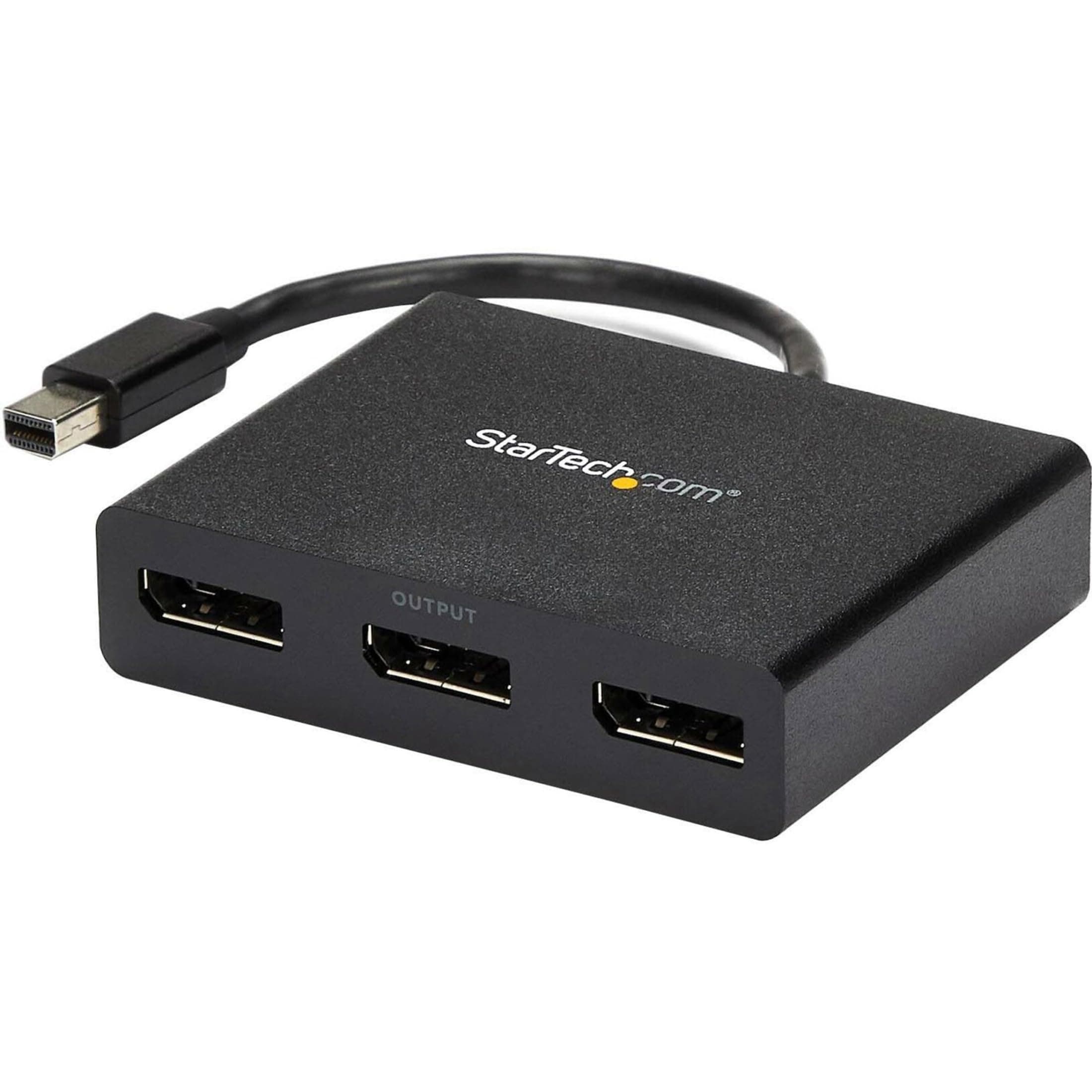 StarTech.com 3 Port Mini DisplayPort MST Hub - 4K 60Hz - Mini DP to DisplayPort Splitter for Multiple Monitors - mDP to DP (MSTMDP123DP),Black
