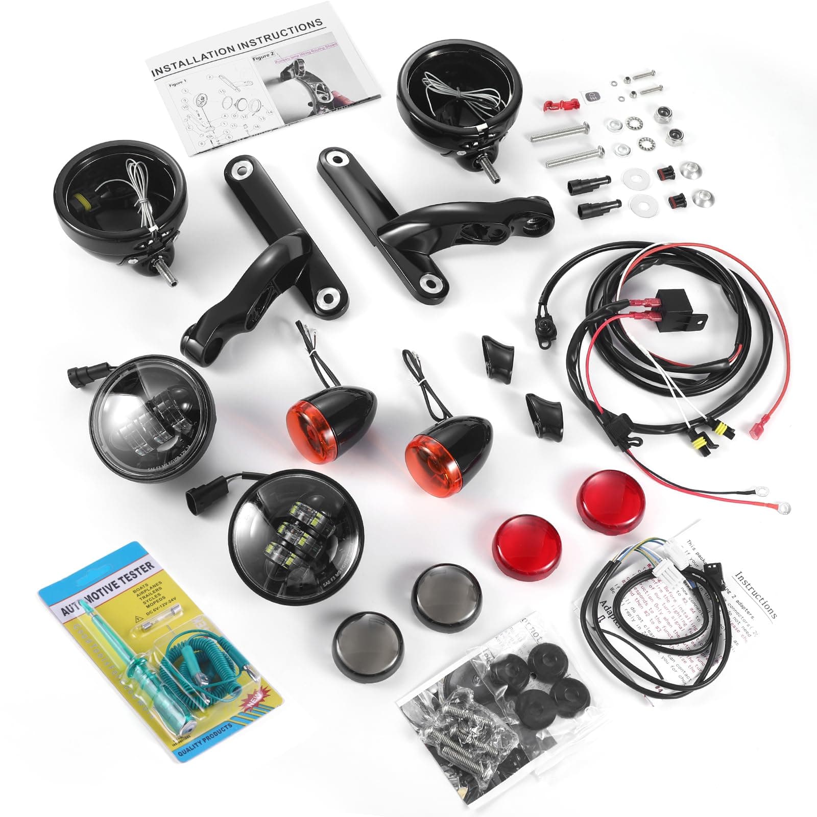 4.5'' LED Auxiliary Fog Passing Lighting Bracket for Harley Davidson Touring Road King Street Glide Turn Signal Lights Spot Fog Light Black