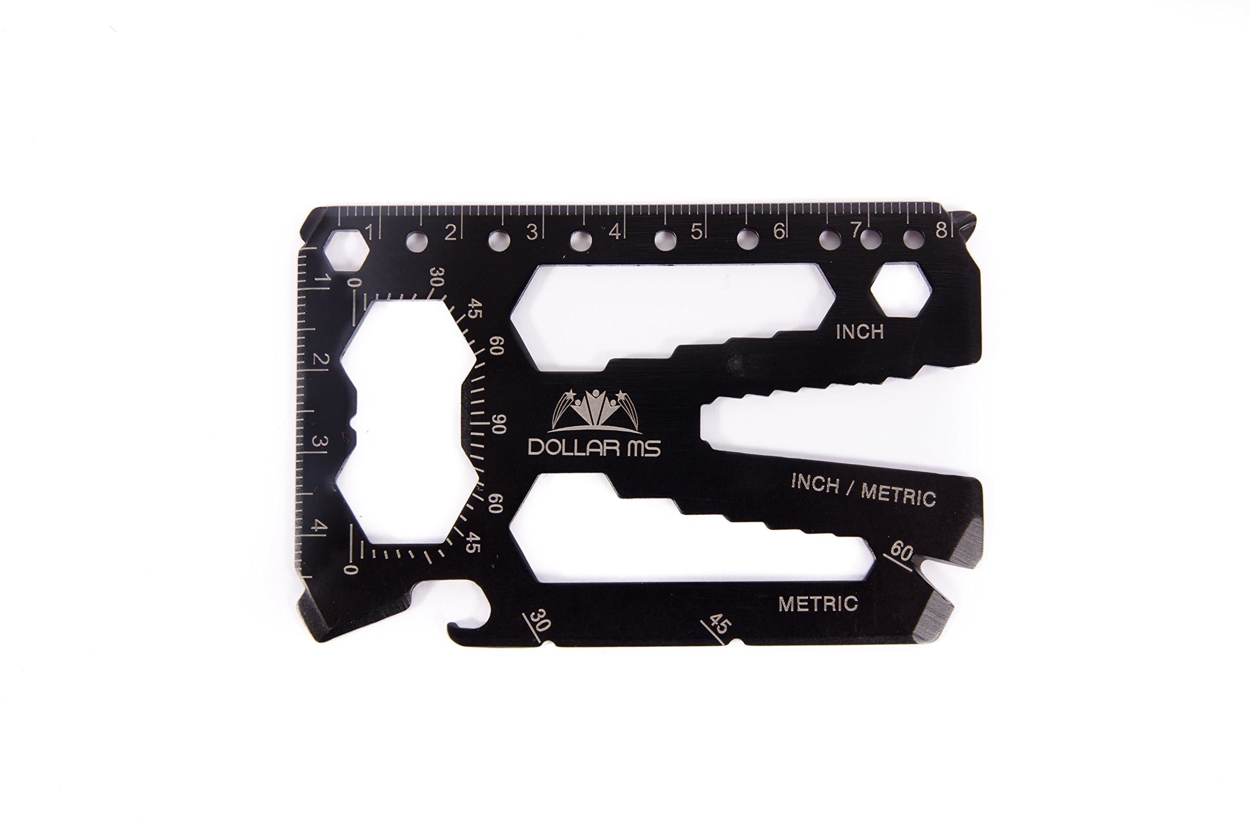 Multi-Tool Card By DOLLAR MS:Stainless Steel Multifunctional Credit Card Tool With Can &Bottle Opener | Cord Cutter | Screw Driver |Inch &Metric Ruler | Scraper |Pry Bar, And More