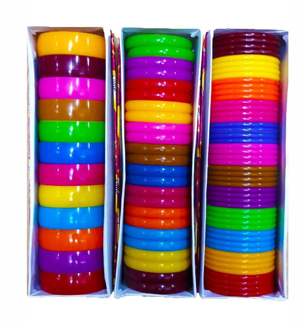 DMS RETAIL Multicolour Bangles/kada/Patla for Silk Thread Jewelry Making 5mm,10mm,20mm Set - 3 Full Boxes Set (Size - 2/6)
