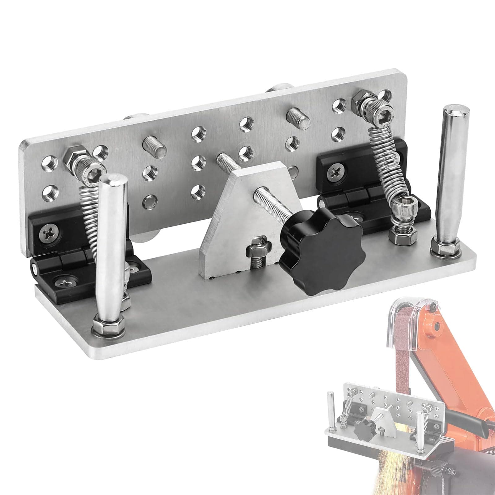 Belt Grinder Knife Jig Manual Sharpener Holder Long Sharpening Locator Fixed Angle Jig for Belt Sander Belt Machine (Small)