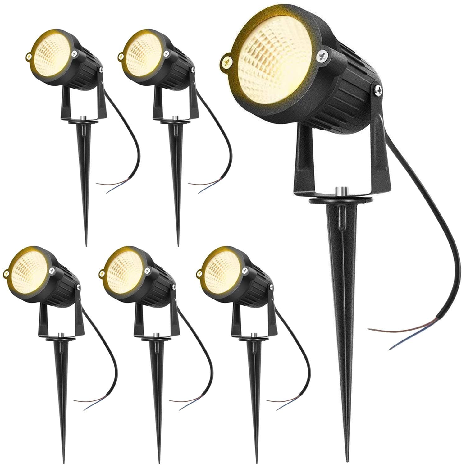 Hypergiant 12W LED Landscape Lights Low Voltage (AC/DC 12V) Waterproof Garden Yard Path Lights Super Warm White(850LM) Walls Trees Flags Outdoor Spotlights with Spike Stand (6 Pack)