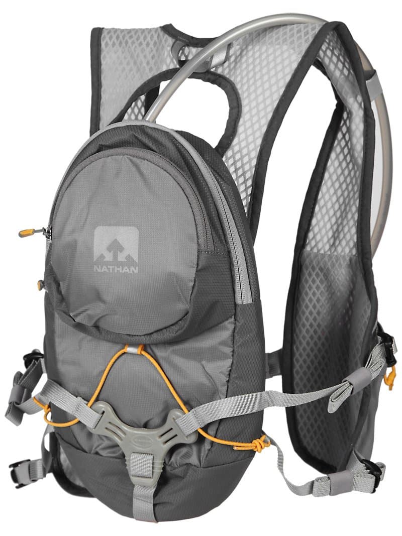 Nathan Unisex Hydration Back-Pack for Running, Hiking, Cycling and More. 2L Bladder Included / 6L Storage Capacity. Adjustable Straps. No Bounce While Running.