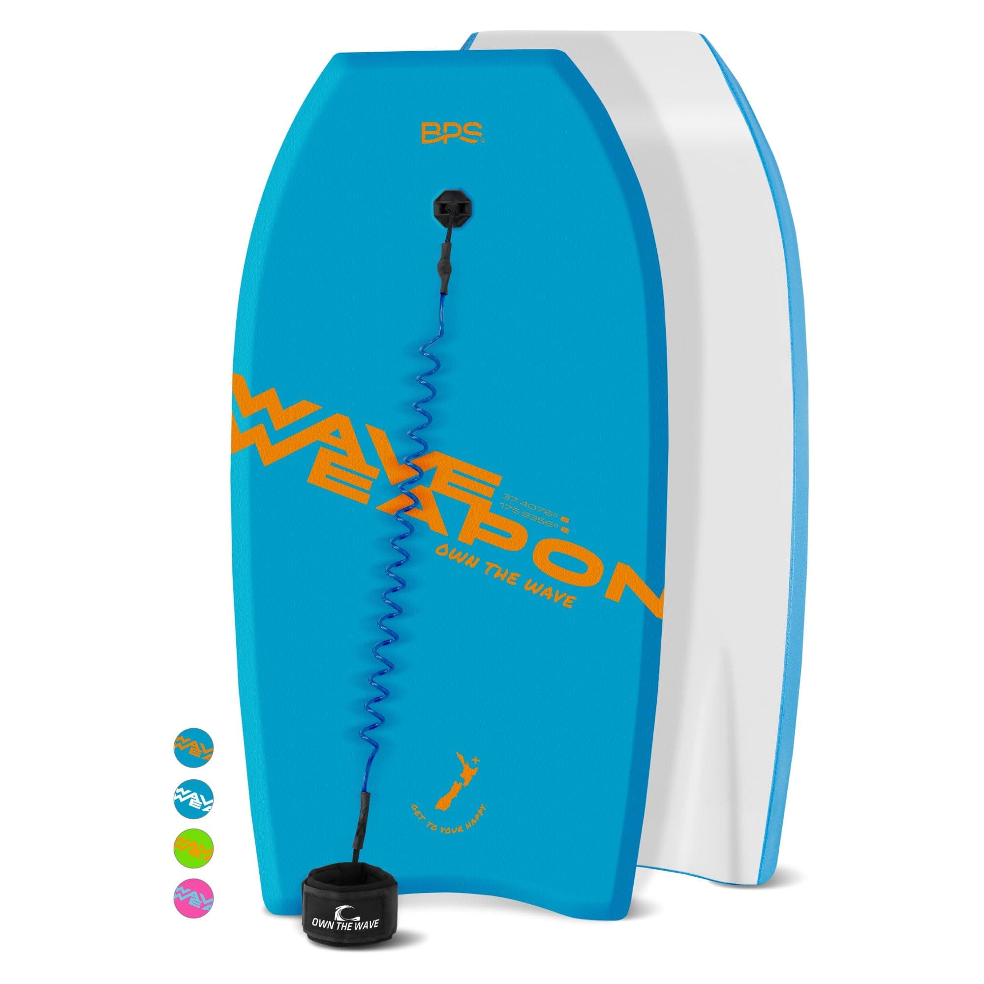 Own the Wave 'Wave Weapon' Body Board for All Wave Conditions - Lightweight with EPS Core HDPE Slick Bottom Body Boards for Beach with Wrist Leash and Plug for Kids and Adults