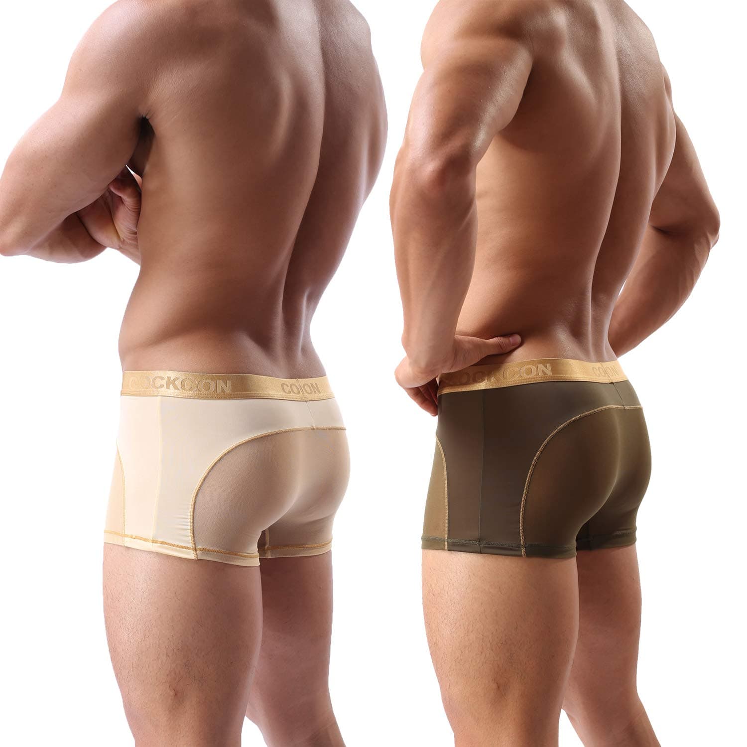 Laxier 2 Pack Men Boxer Briefs Shorts Soft Underpants See-Through Transparent Sexy Underwear Trunk for Man