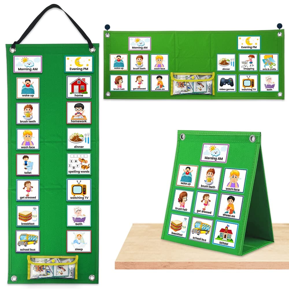 Mewise Visual Schedule Chart for Kids,Daily Routine Chart for Toddlers with 70 Cards,Autism Learning Materials Kids for Home