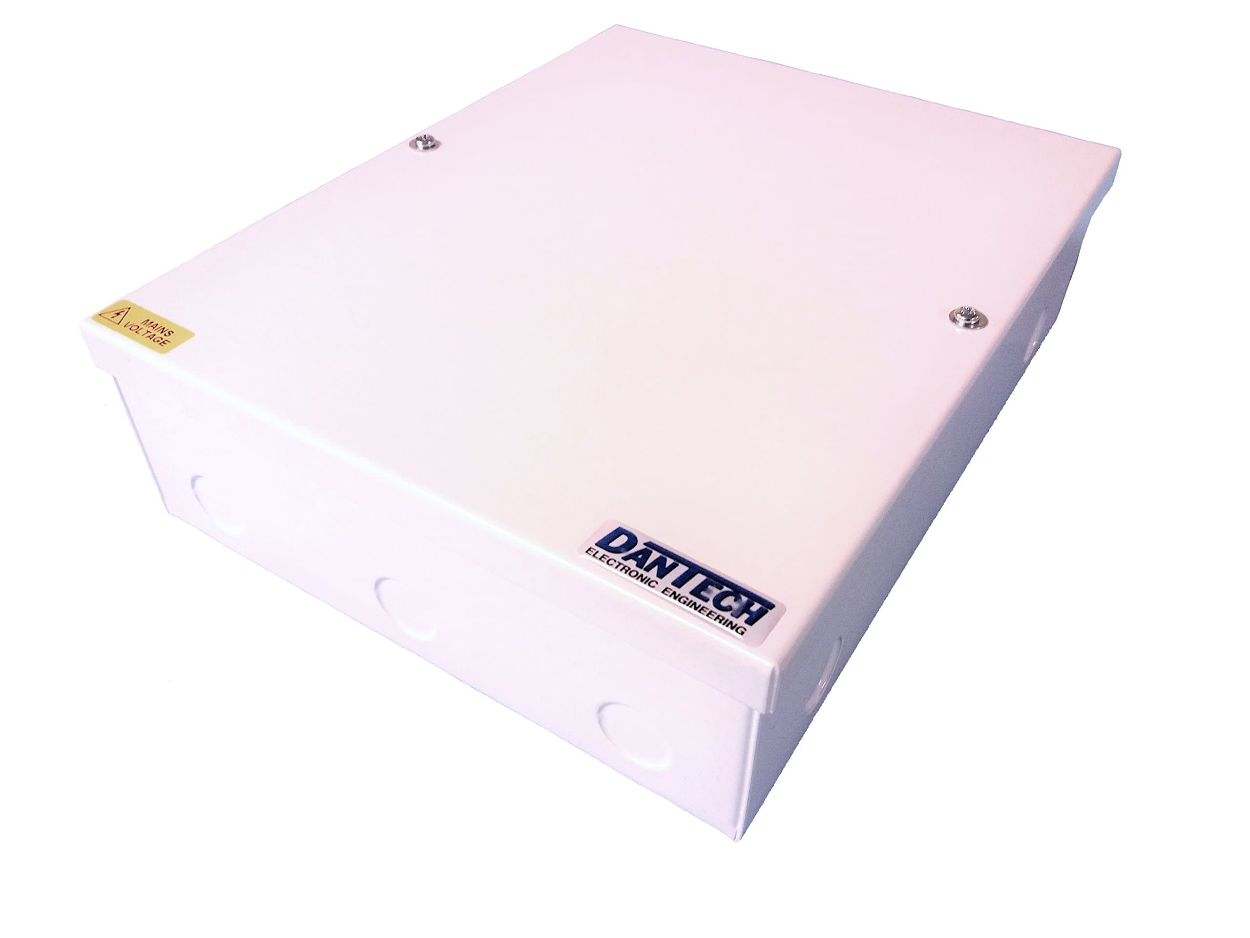 Dantech DA389-8 Power Supply with 8 x 24V AC 1A Individually Fused Output Within a mild Steel Wall Mount Enclosure, 230V Input.