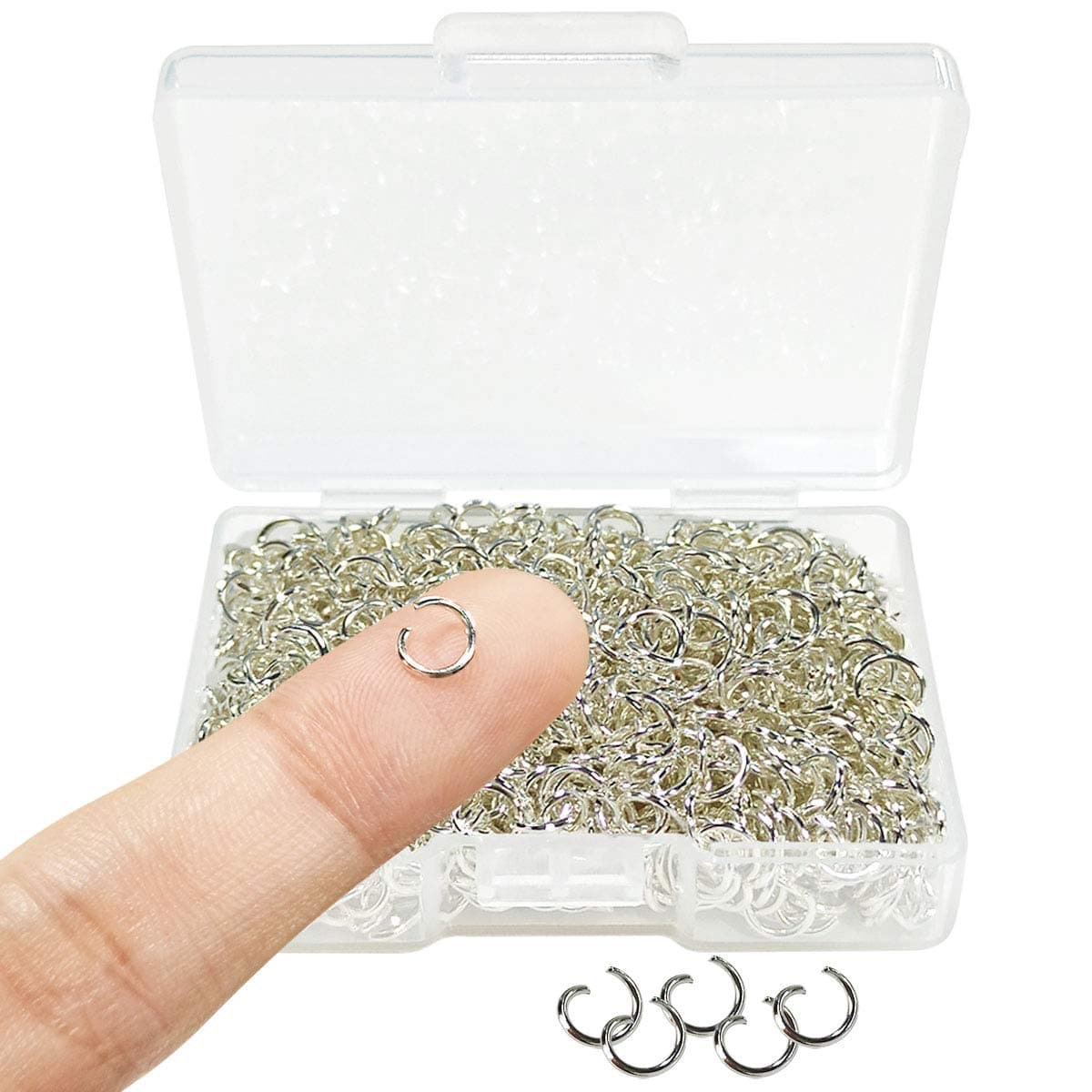 TTSAM1000 Pcs Silver Plated Jump Rings Split Rings Circle Clasp Connecting Rings Jewelry, Chainmaille Rings Charm Ring Clasp Connector Rings Charm Loops Earring Making Supplies (5 mm)