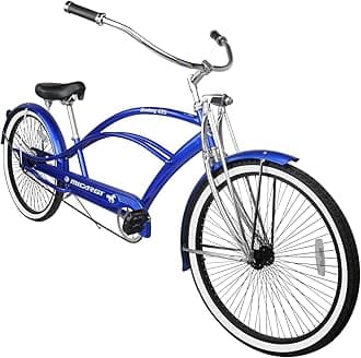 MICARGI 26-in Beach Cruiser Bike for Adults Chopper Stretch Bike with Hi Ten Steel Frame Single Speed Coaster Brake Complete Cruiser Bike Multiple Colors