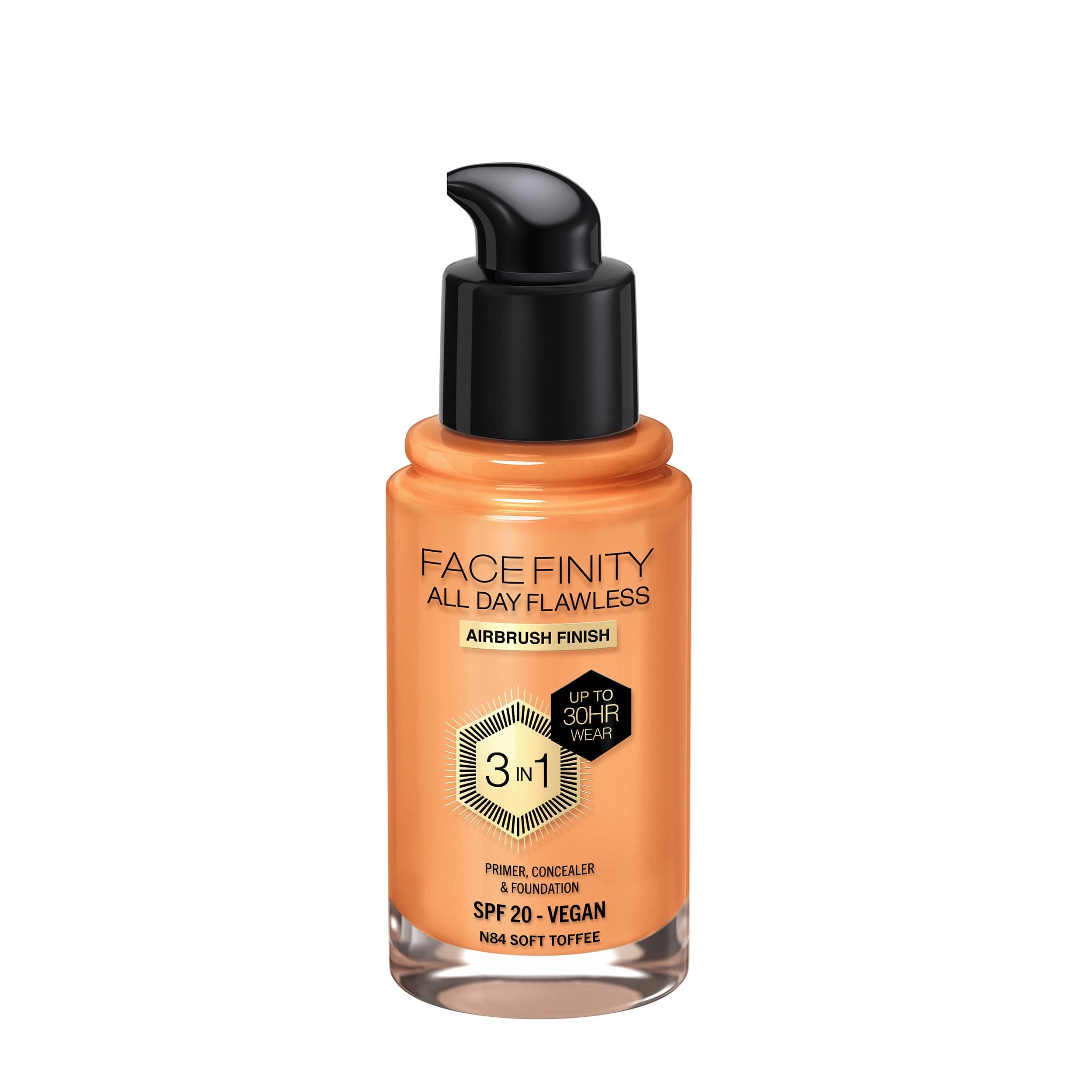 Facefinity All Day Flawless 3-in-1 Foundation - N84 Soft Toffee, 30ml