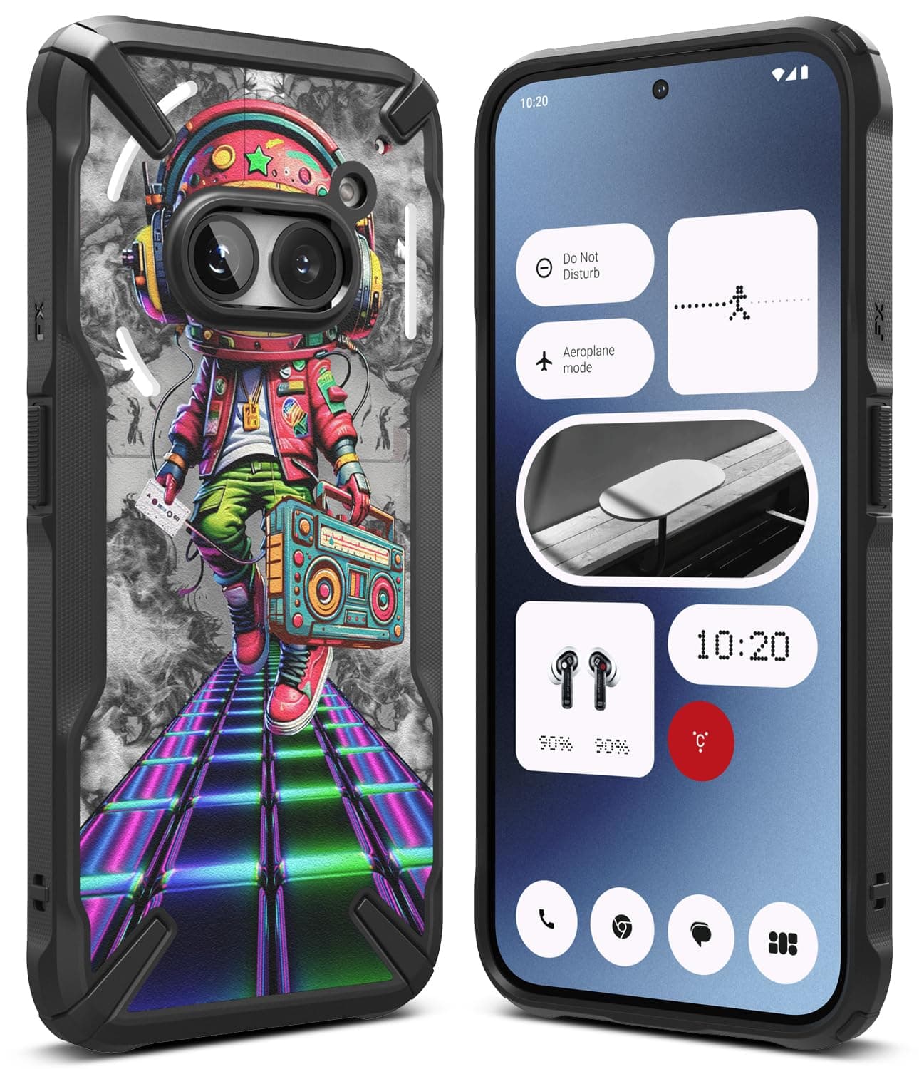 Ringke Fusion-X Design Compatible with Nothing Phone (2a) Plus/Nothing Phone (2a) Case Cover Transparent Hard Back Soft Flexible TPU Bumper Scratch Resistant Shockproof Protection - DJ Bot (Black)