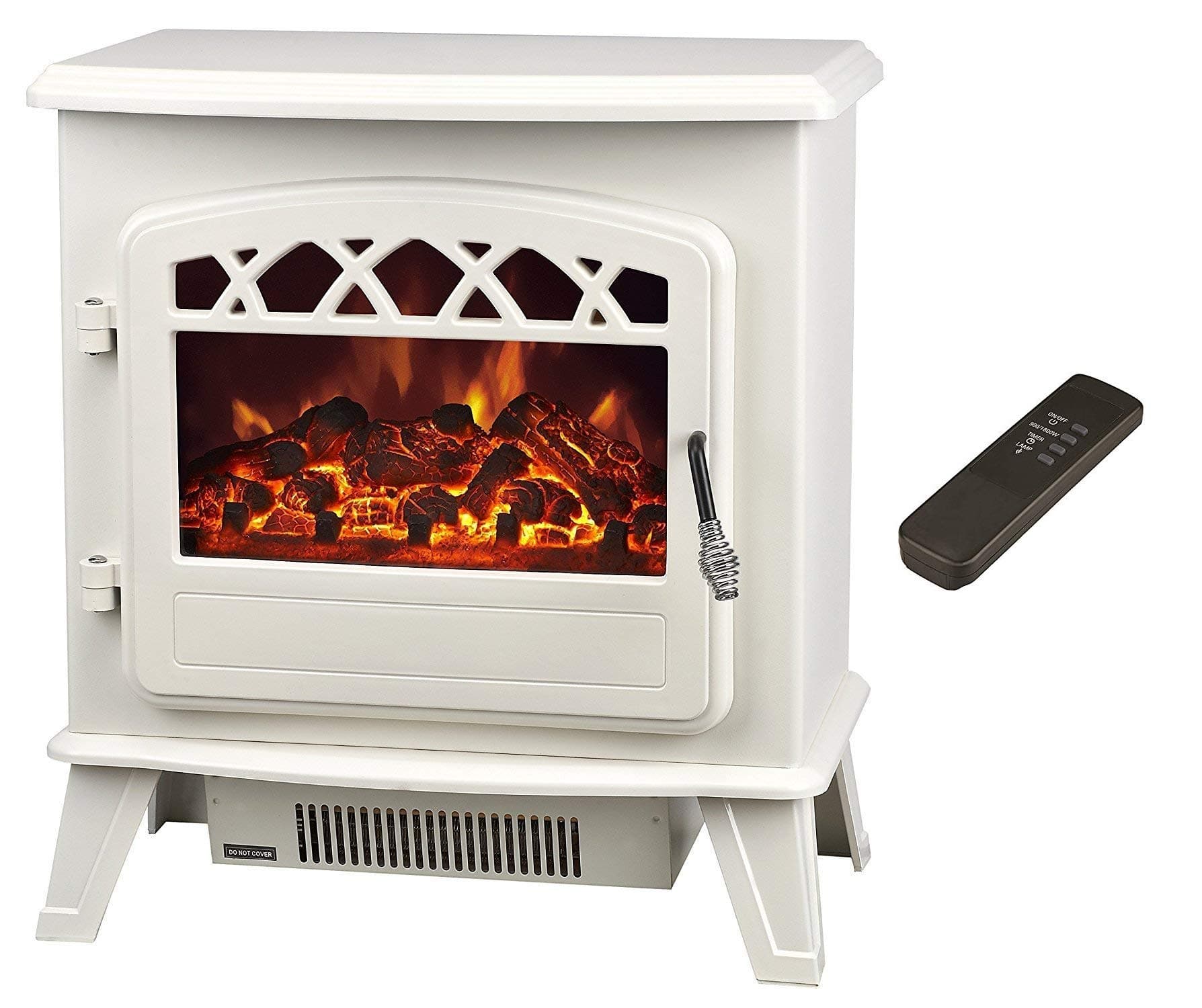 Galleon Fires"Castor" Electric Stove with Remote Control Electronically Controlled LED System- LED Flame Effect- Cream - Electric Stove Fireplaces - Heater - Free Standing Fires -