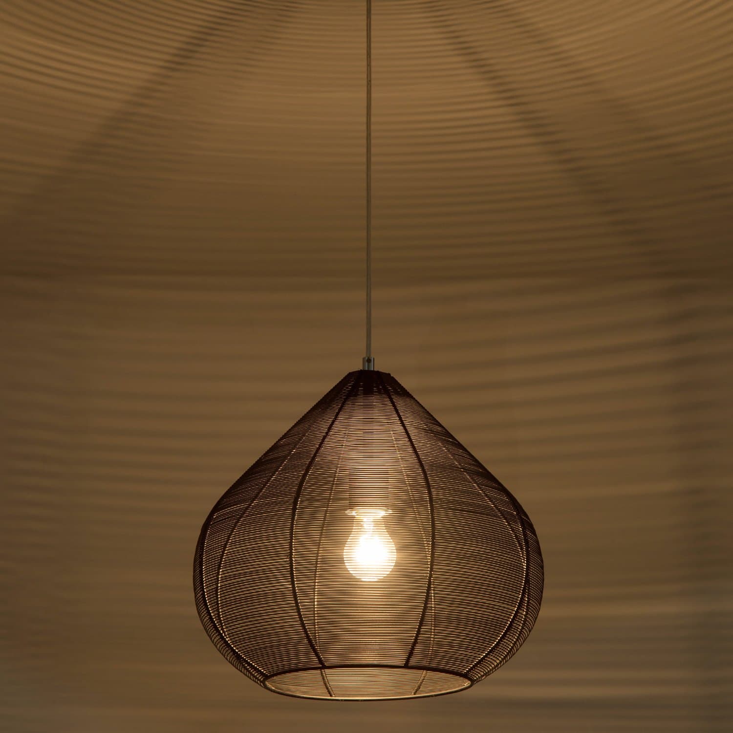 YUNJI Industrial 1-Light Wire Mesh Pendant Light Drop Shape Adjustable Ceiling Light Fixture Hanging Light for Living Room, Restaurant, Café, Hotel, Matte Black