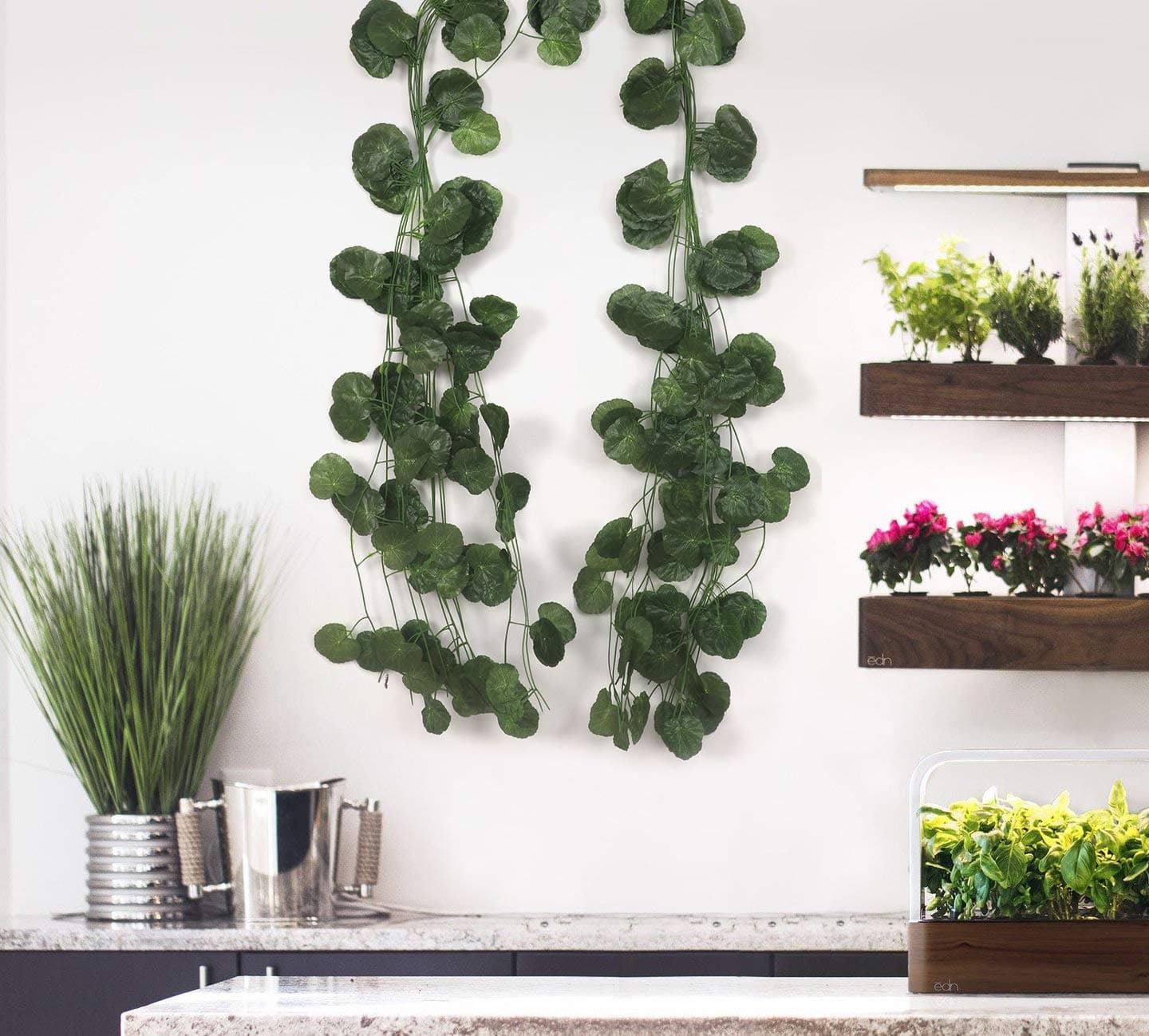 BS AMORArtificial Leaf Creeper Wall Hanging (Green, 5 Pieces)