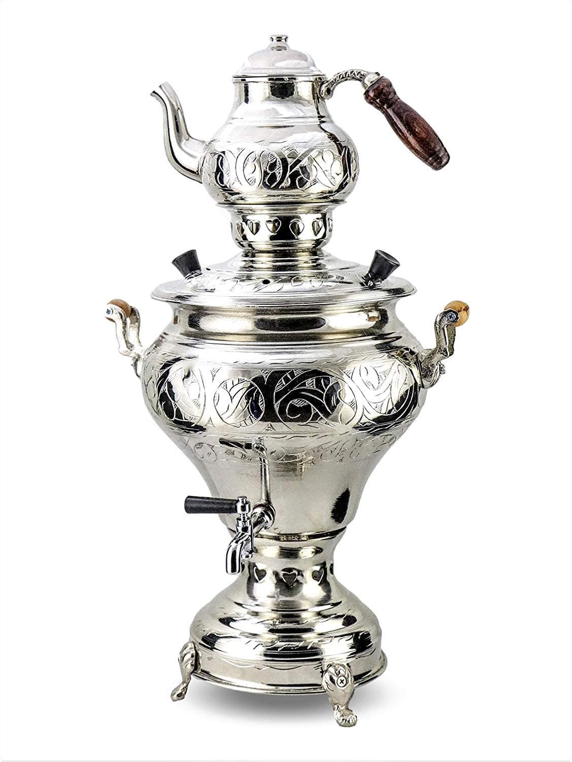 Copper Electric Tea Kettle Russian Large Silver Samovar 120 Oz Turkish Chai Maker 21"