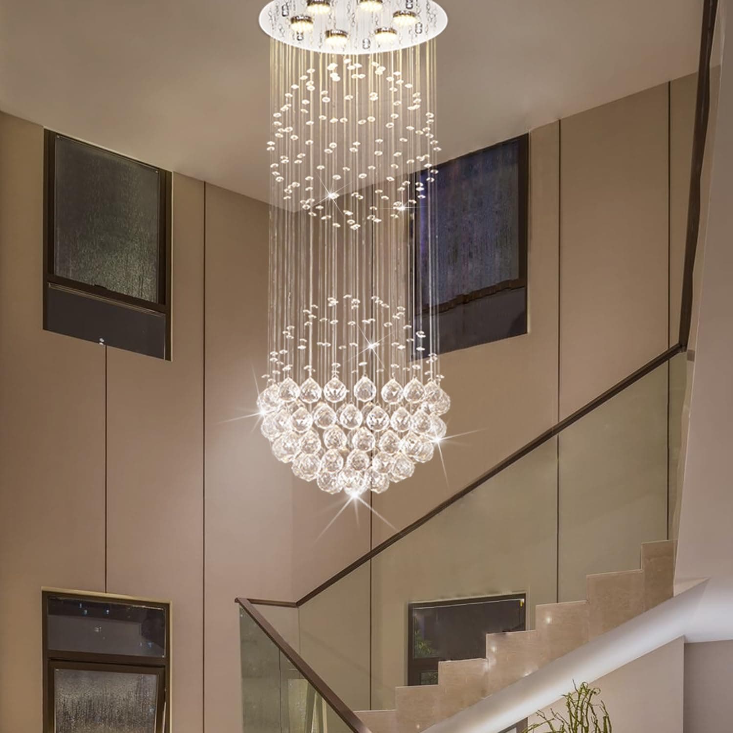 2 Ball Spiral Crystal Chandelier