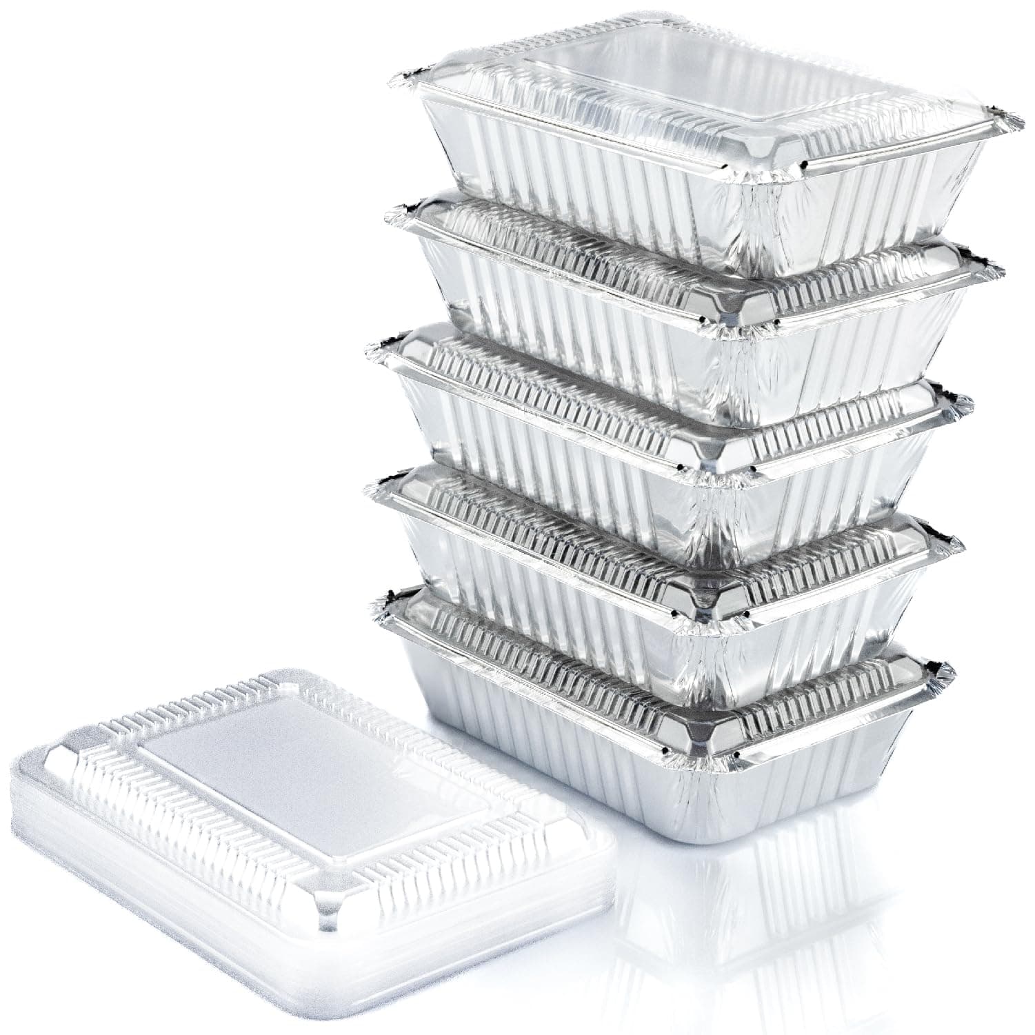 (55 Count) 2.25LB Aluminum Containers with Lids (8.5"x6") - Disposable Foil Container for Takeout, Baking, Freezing, Food Storage - Aluminum Pans with Lids, To Go Containers