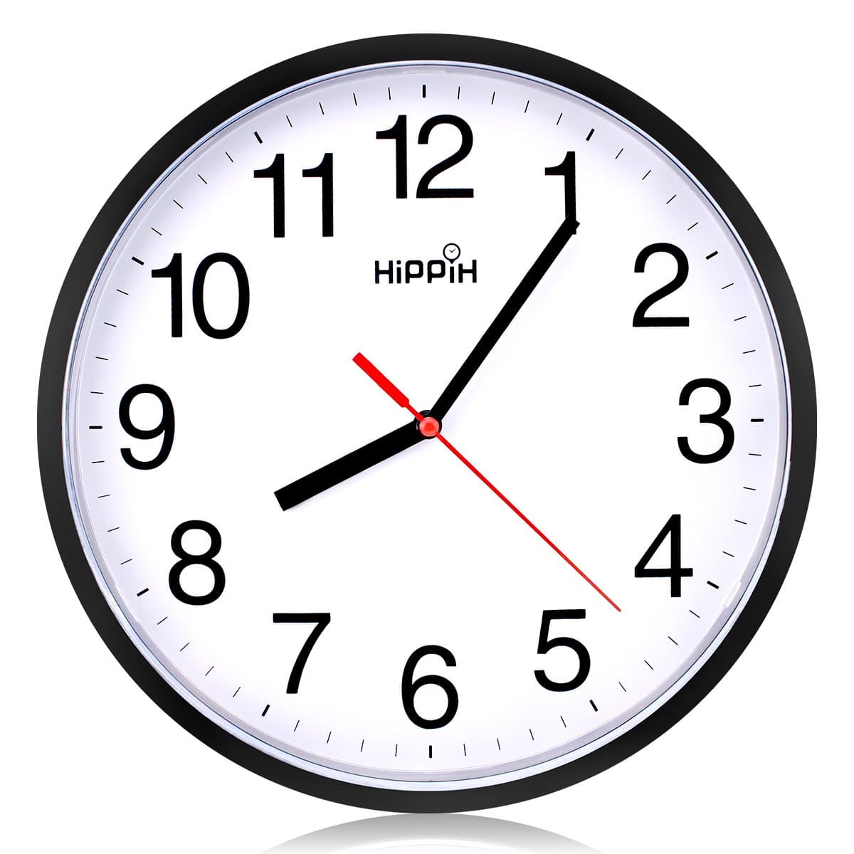 Yoobure 10 Silent Quartz Decorative Wall Clock Non-Ticking Classic Digital Clock Battery Operated Round Easy to Read Home/Office/School Clock