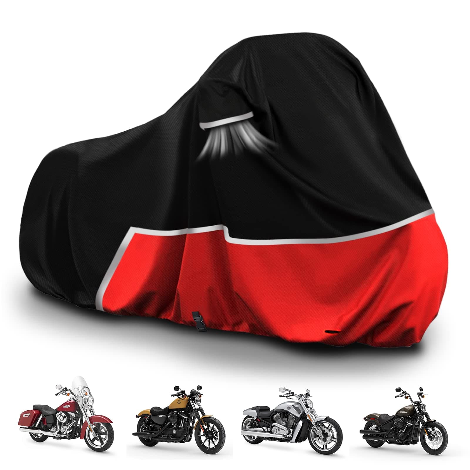 Waterproof Motorcycle Cover Replace for Harley Davidson Cruiser Models, 420D Oxford Cloth Softail, Dyna, Iron 883, Fat Boy 114, Forty-Eight, Low Rider, Sport Glide Cover for Snow Rain Protection