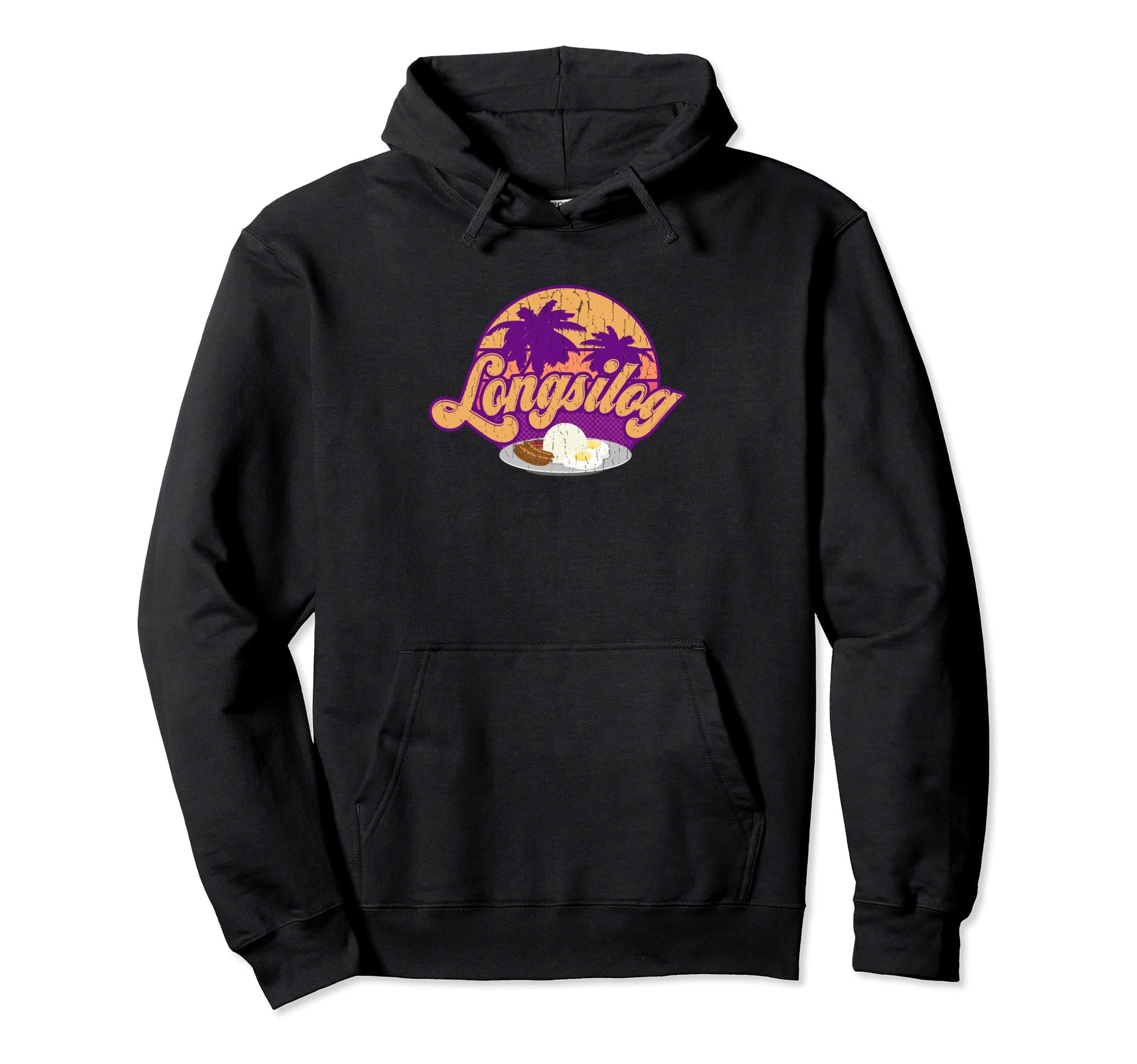Distressed Philippine Longsilog Longganisa Plate Pullover Hoodie