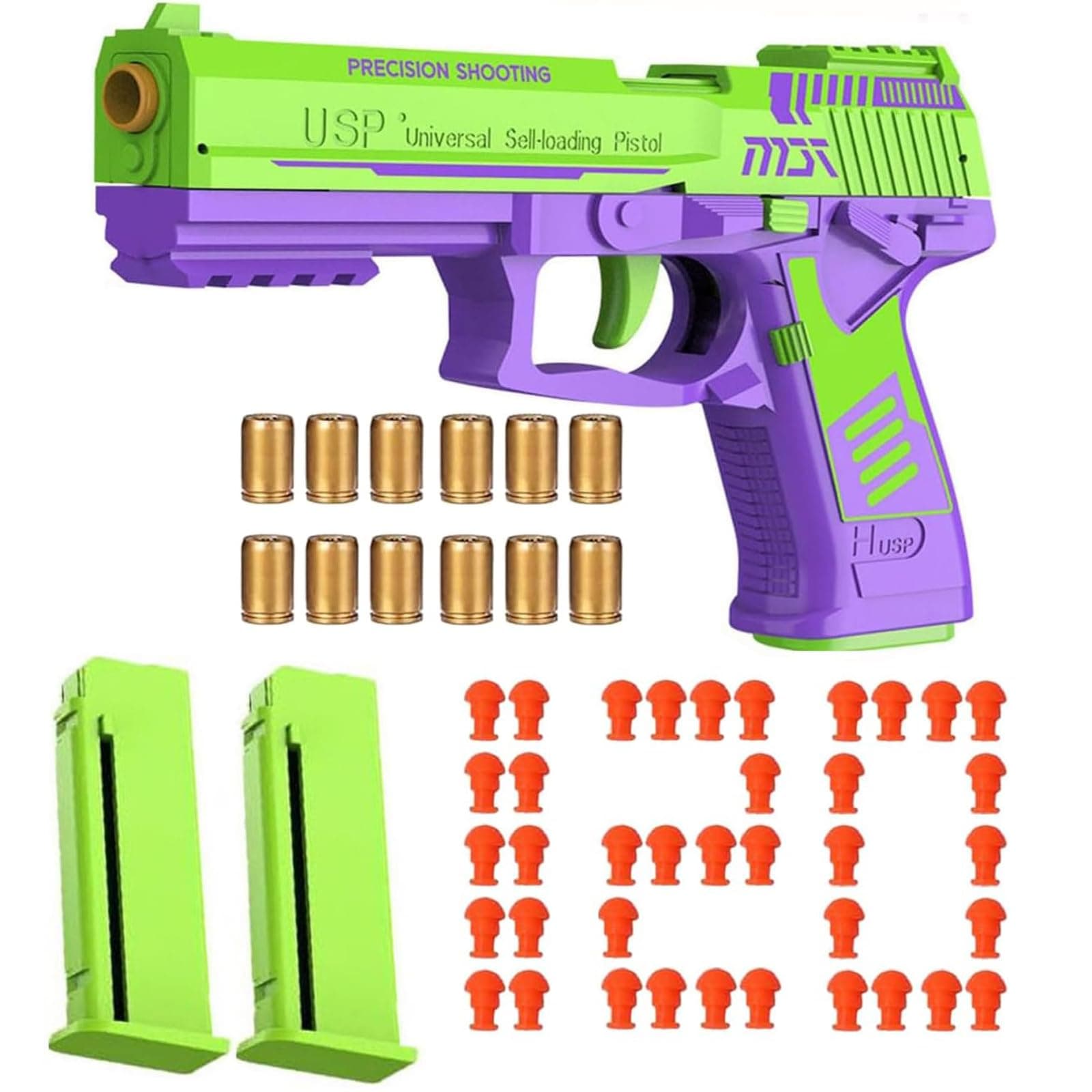 Shell Ejecting Toy Gun,Automatic Toy Pistol with Soft Bullet - Automatic Reloading Rebound Realistic Gun Pistols for Shooting Game Educational Toys Gifts for Boys Girls Age 12+