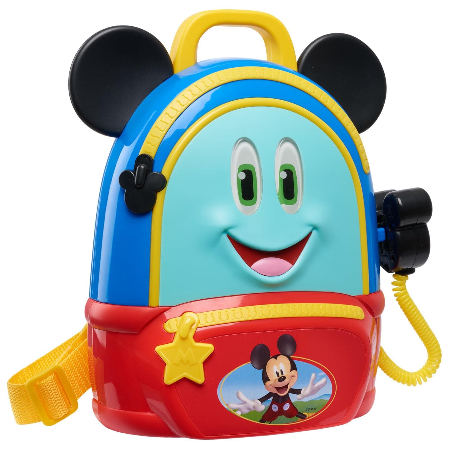 Disney Junior Mickey Mouse Funhouse Adventures Backpack, 5 Piece Pretend Play Set with Lights and Sounds Accessories, Kids Toys for Ages 3 Up by Just Play